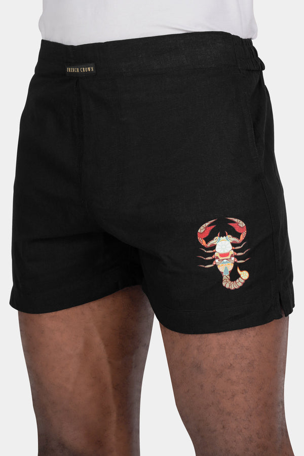 Jade Black Scorpion Printed Luxurious Linen Boxers
