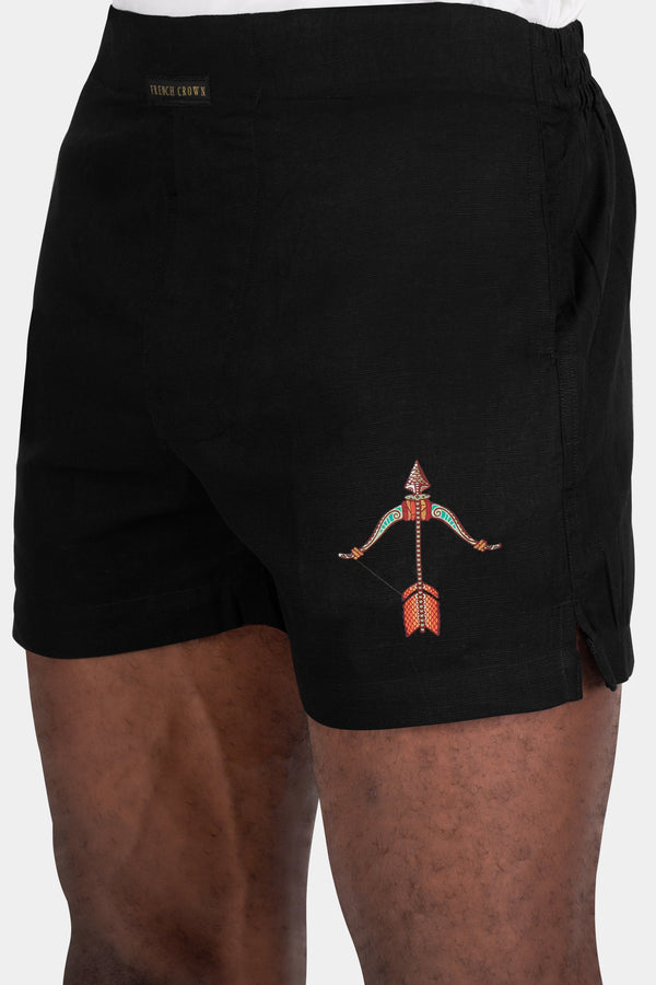 Jade Black Bow and Arrow Printed Luxurious Linen Boxers