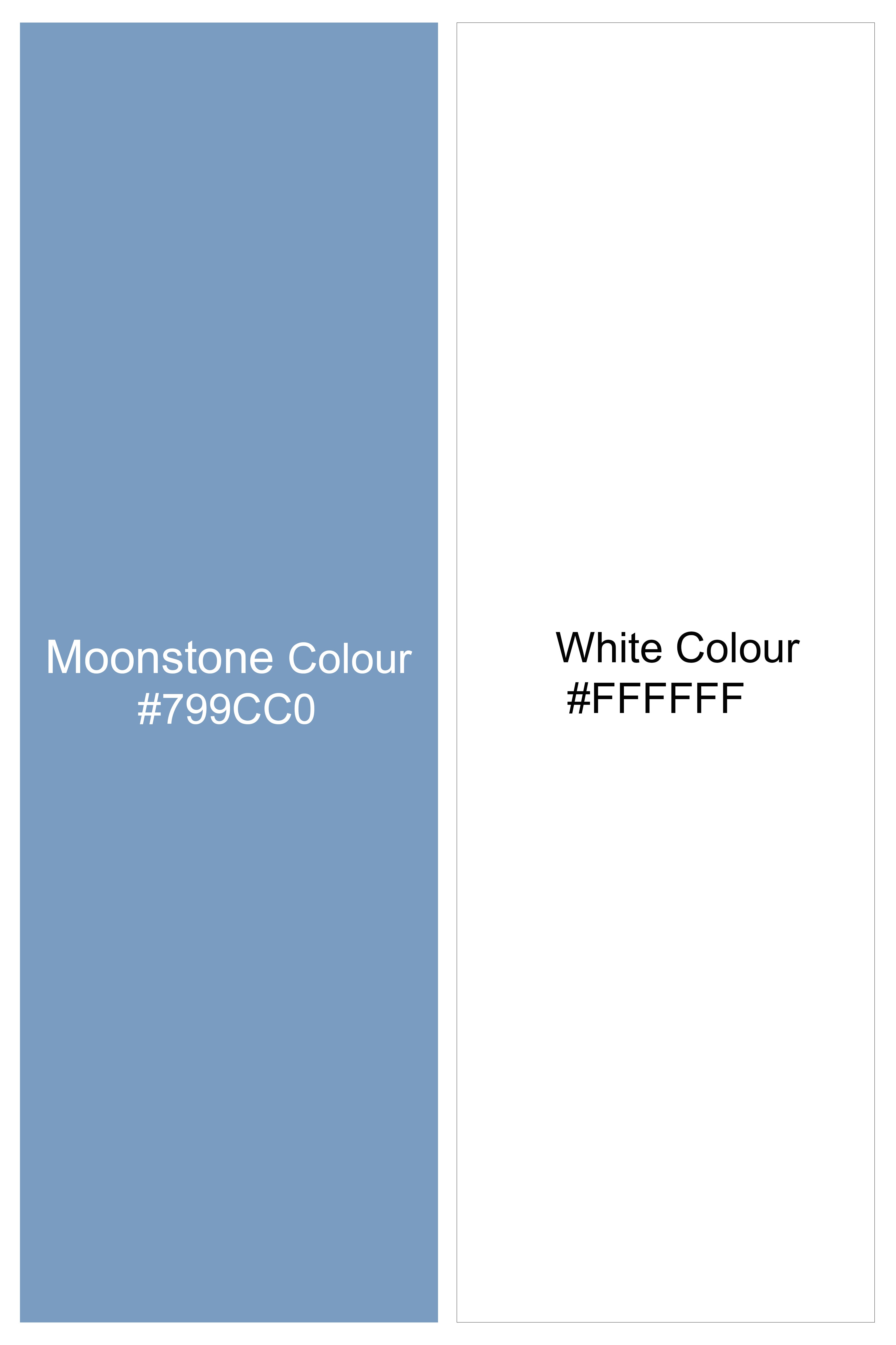 Moonstone Blue And Bright White Printed Premium Cotton Boxer