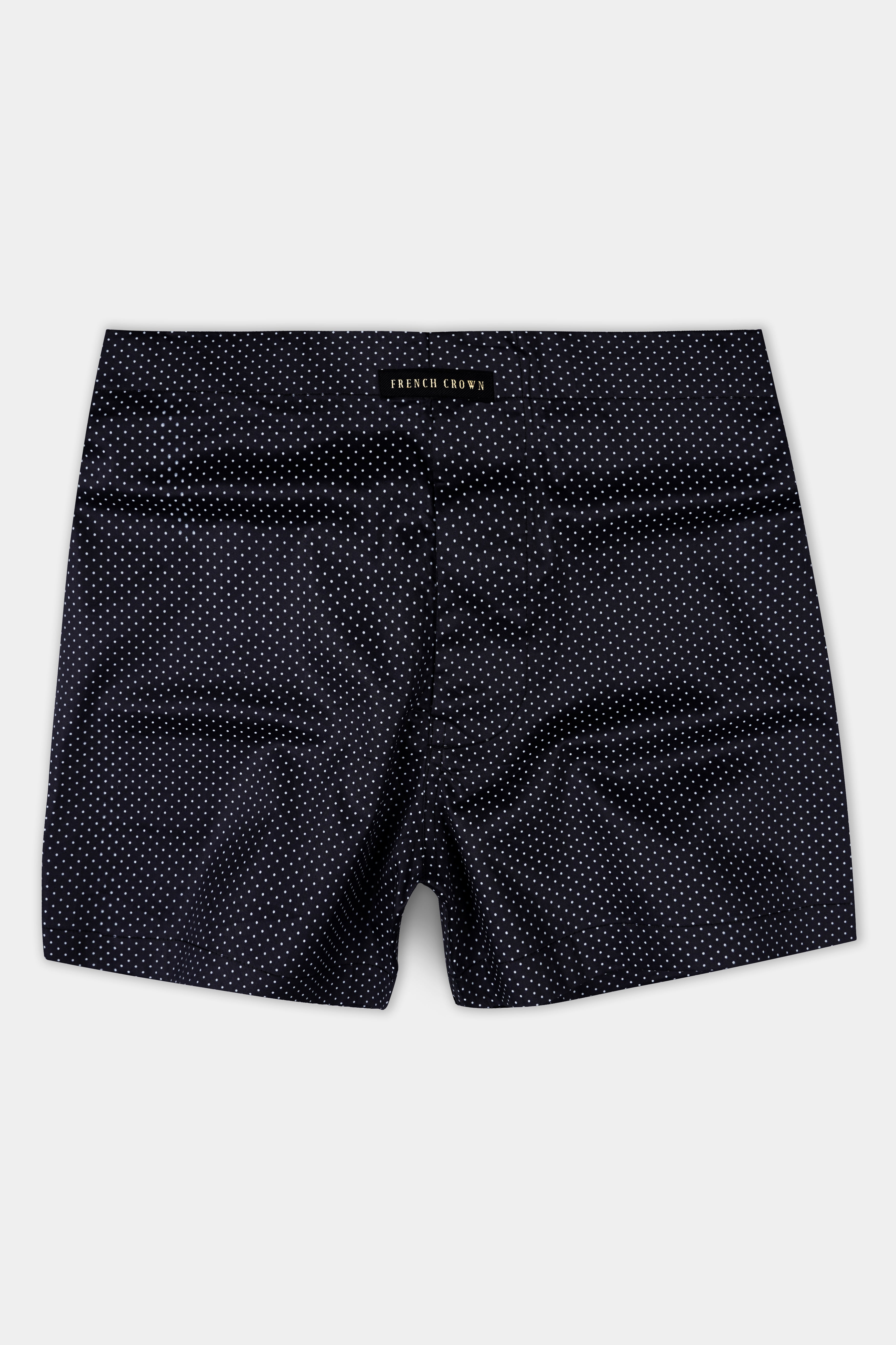 Vulcan Blue and Bright White Polka Dotted Premium Cotton Boxer