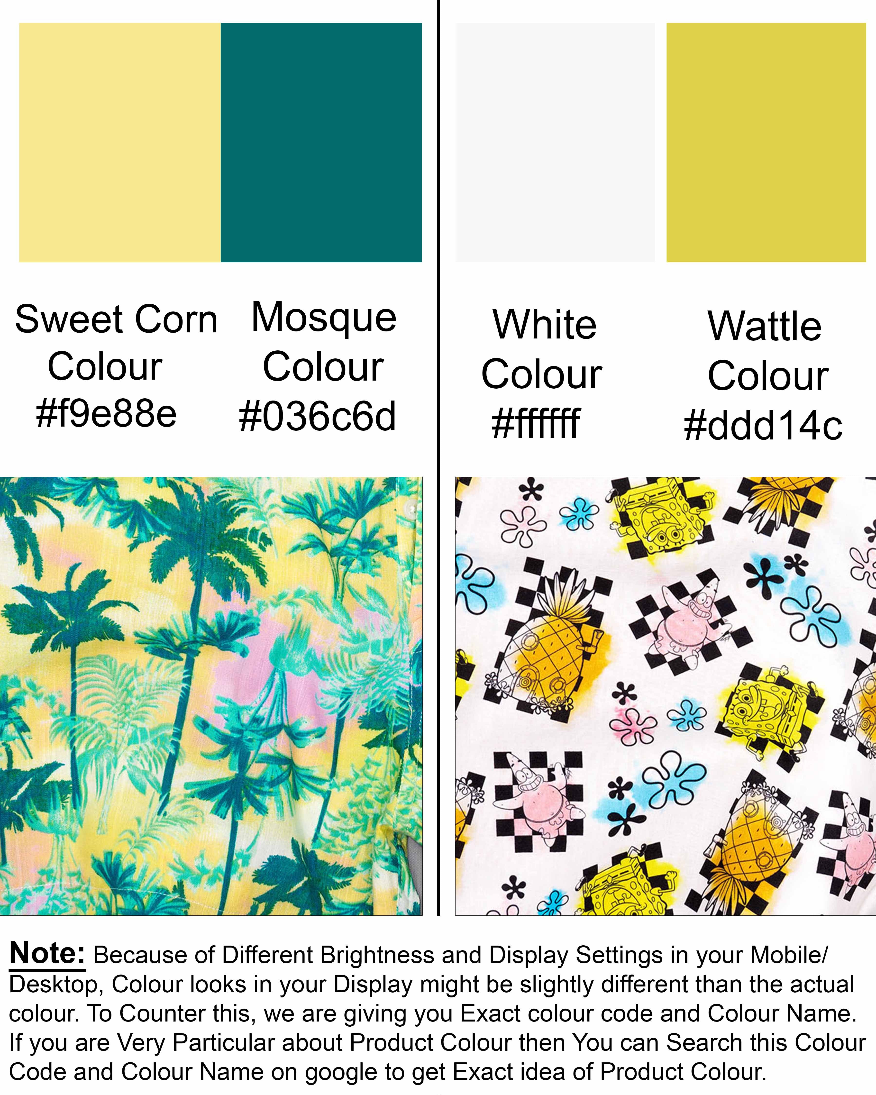 Sweet Corn Trees Printed Tencel and Milky White Premium Cotton Printed Boxers CBX379-28, CBX379-30, CBX379-32, CBX379-34, CBX379-36, CBX379-38, CBX379-40, CBX379-42, CBX379-44