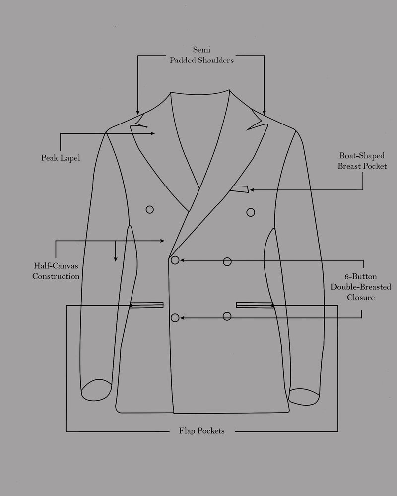 Iridium Grey Subtle Plaid Double Breasted Blazer
