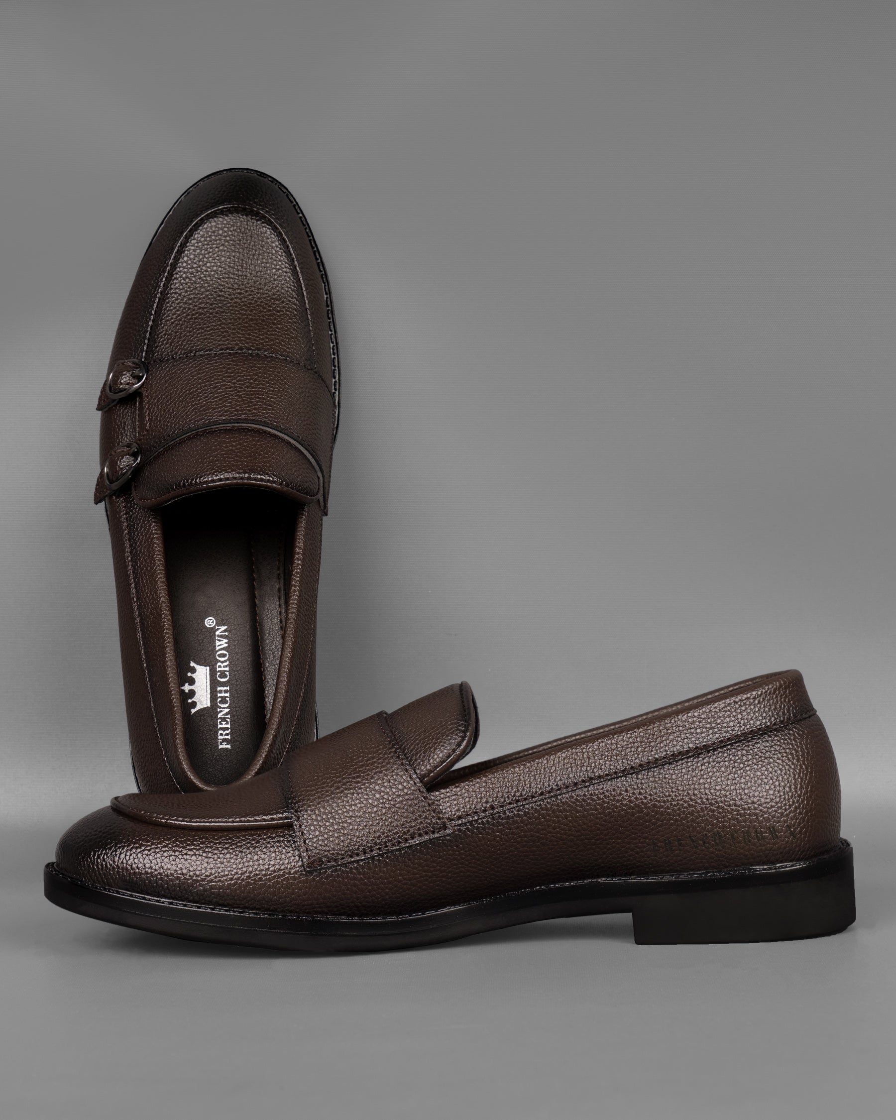 Dark Brown Double Buckled Loafer/Moccasins Shoes FT012-6, FT012-7, FT012-8, FT012-9, FT012-10