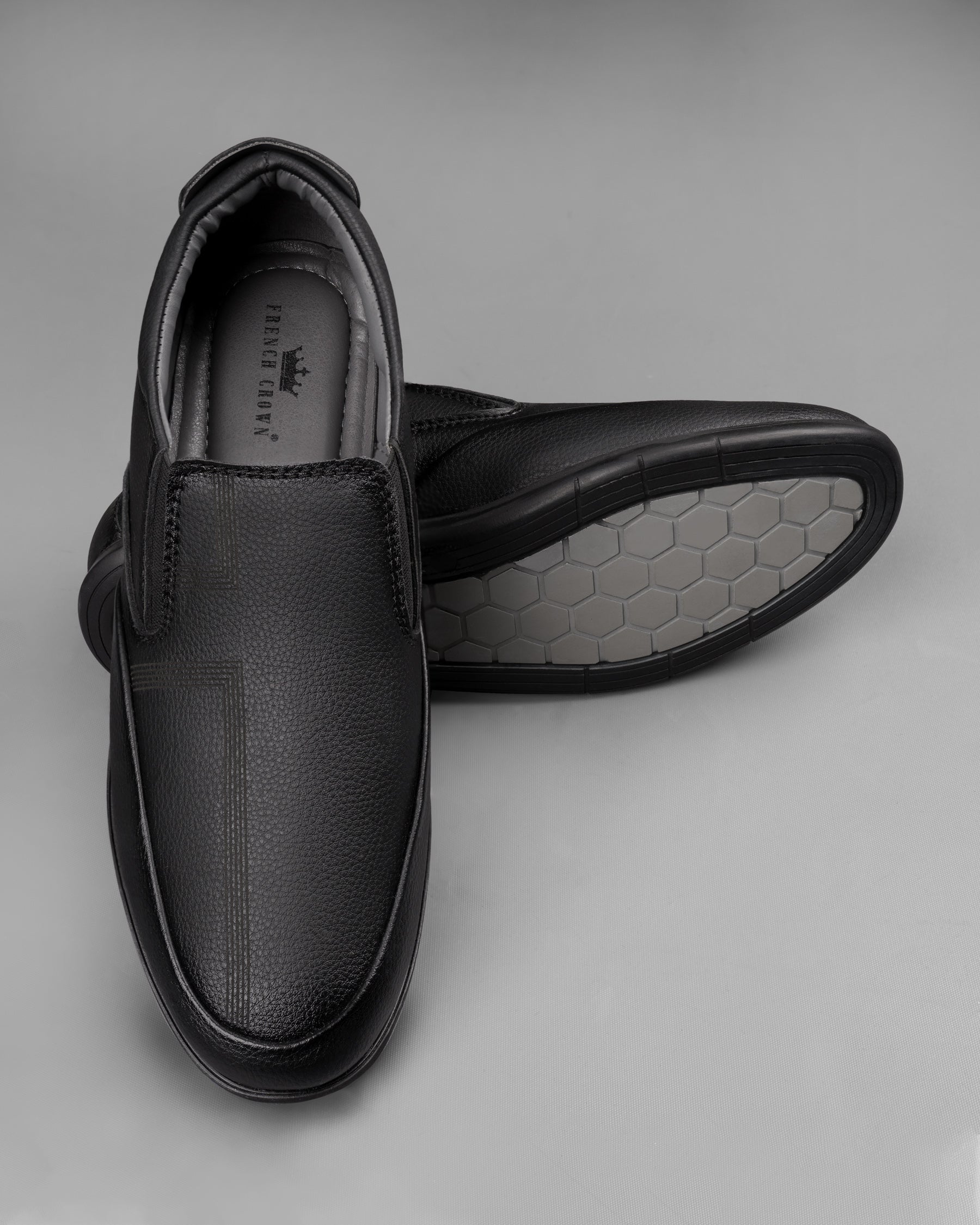 Jade Black 5 Stripe Patterned Slip-On Shoes FT011-6, FT011-7, FT011-8, FT011-9, FT011-10