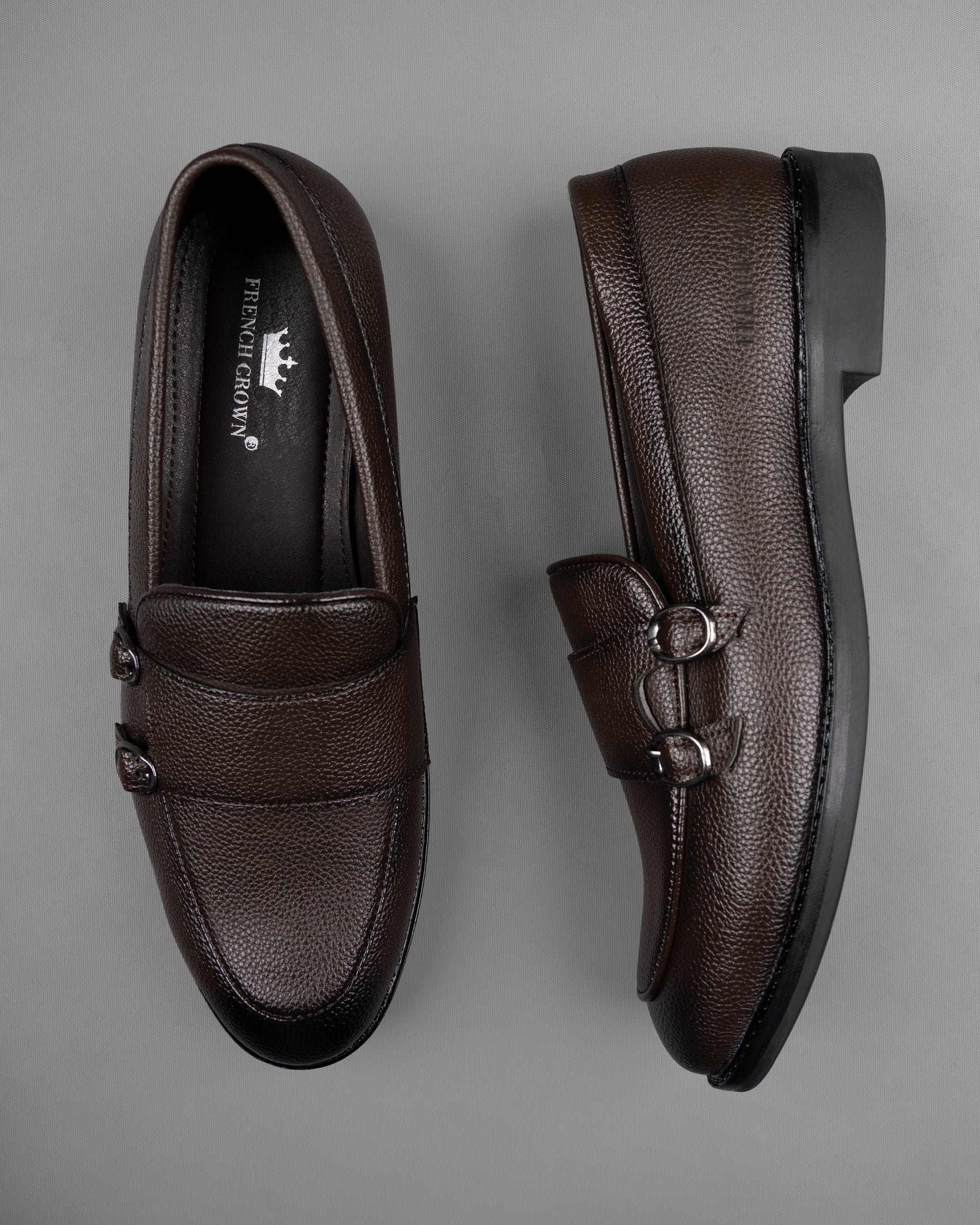 Dark Brown Double Buckled Loafer/Moccasins Shoes FT012-6, FT012-7, FT012-8, FT012-9, FT012-10