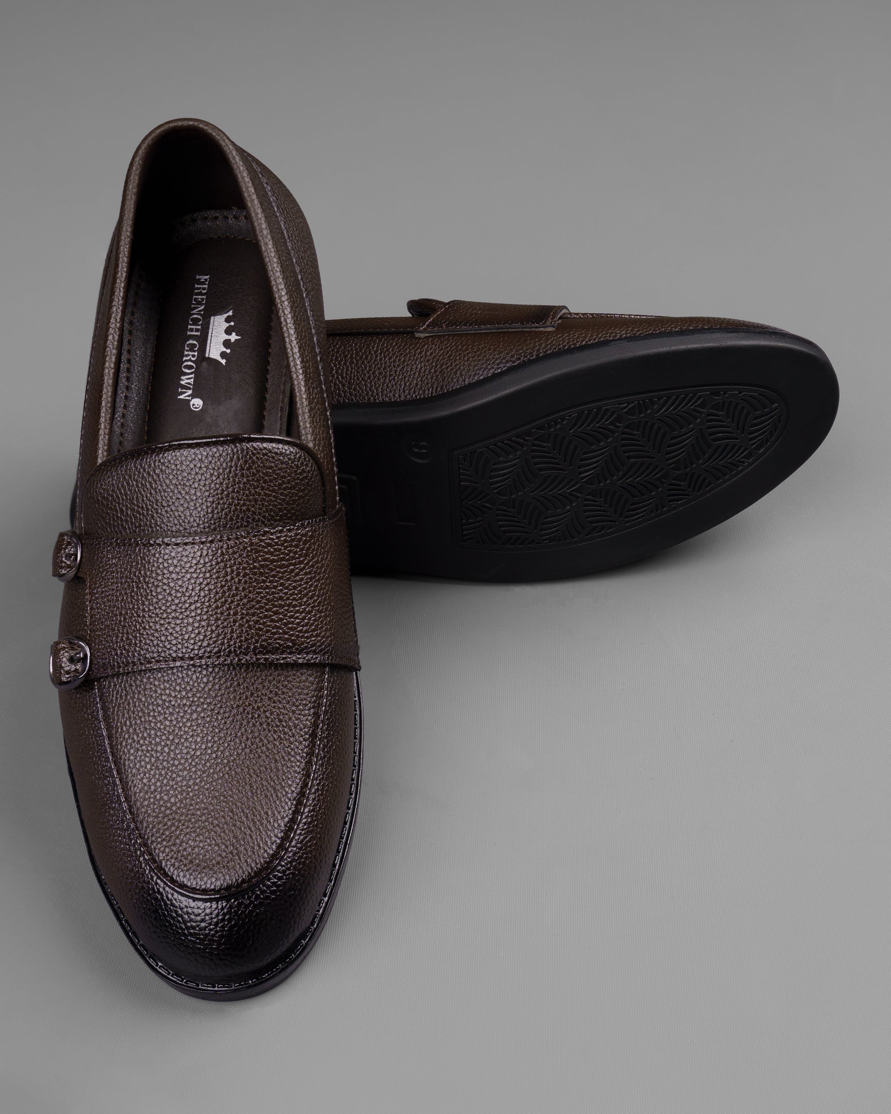 Dark Brown Double Buckled Loafer/Moccasins Shoes FT012-6, FT012-7, FT012-8, FT012-9, FT012-10