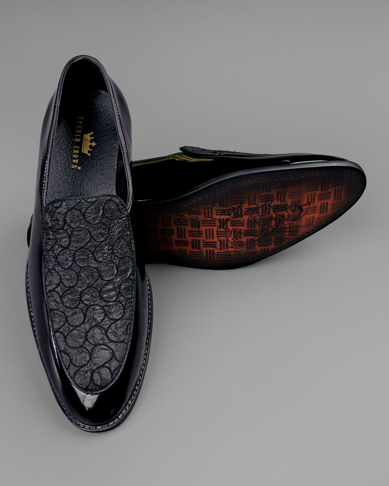 Jade Black Swirl Patterned Loafer/Moccasins Shoes FT023-6, FT023-7, FT023-8, FT023-9, FT023-10