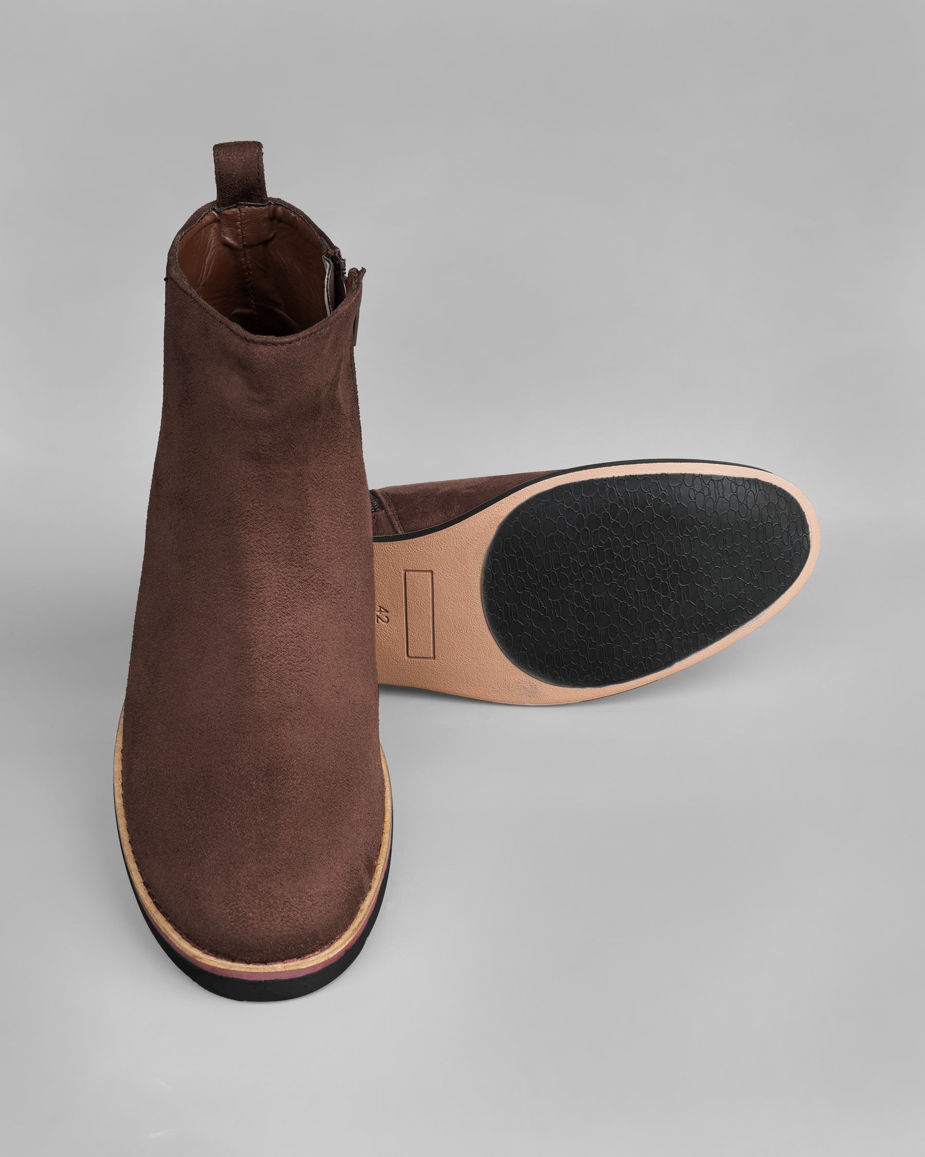 Taupe Brown Zipper suede Chelsea Boots FT064-6, FT064-7, FT064-8, FT064-9, FT064-10