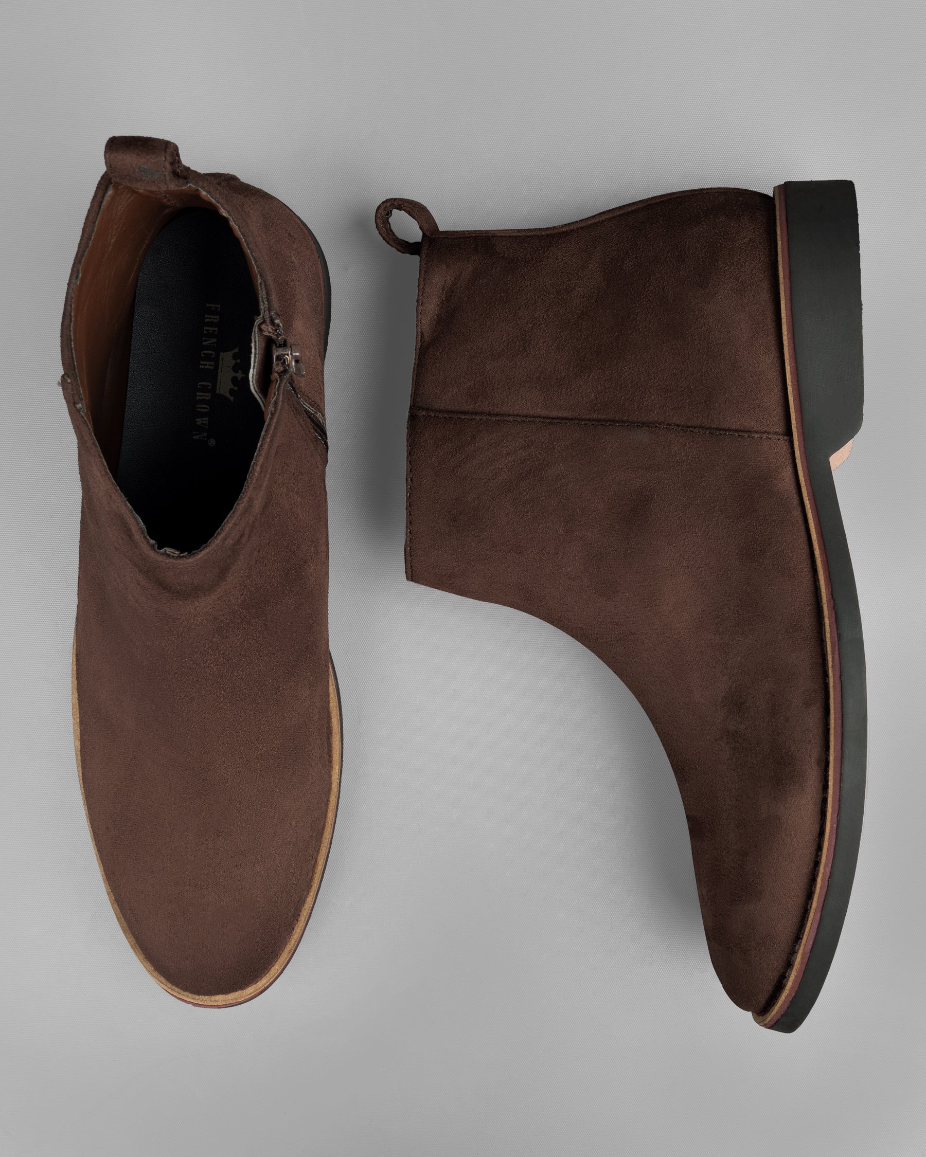 Taupe Brown Zipper suede Chelsea Boots FT064-6, FT064-7, FT064-8, FT064-9, FT064-10