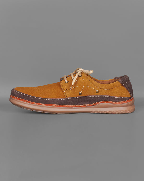 Copper Brown With Cream Lace Debry Suede leather Shoes FT073-6, FT073-7, FT073-8, FT073-9, FT073-10, FT073-11
