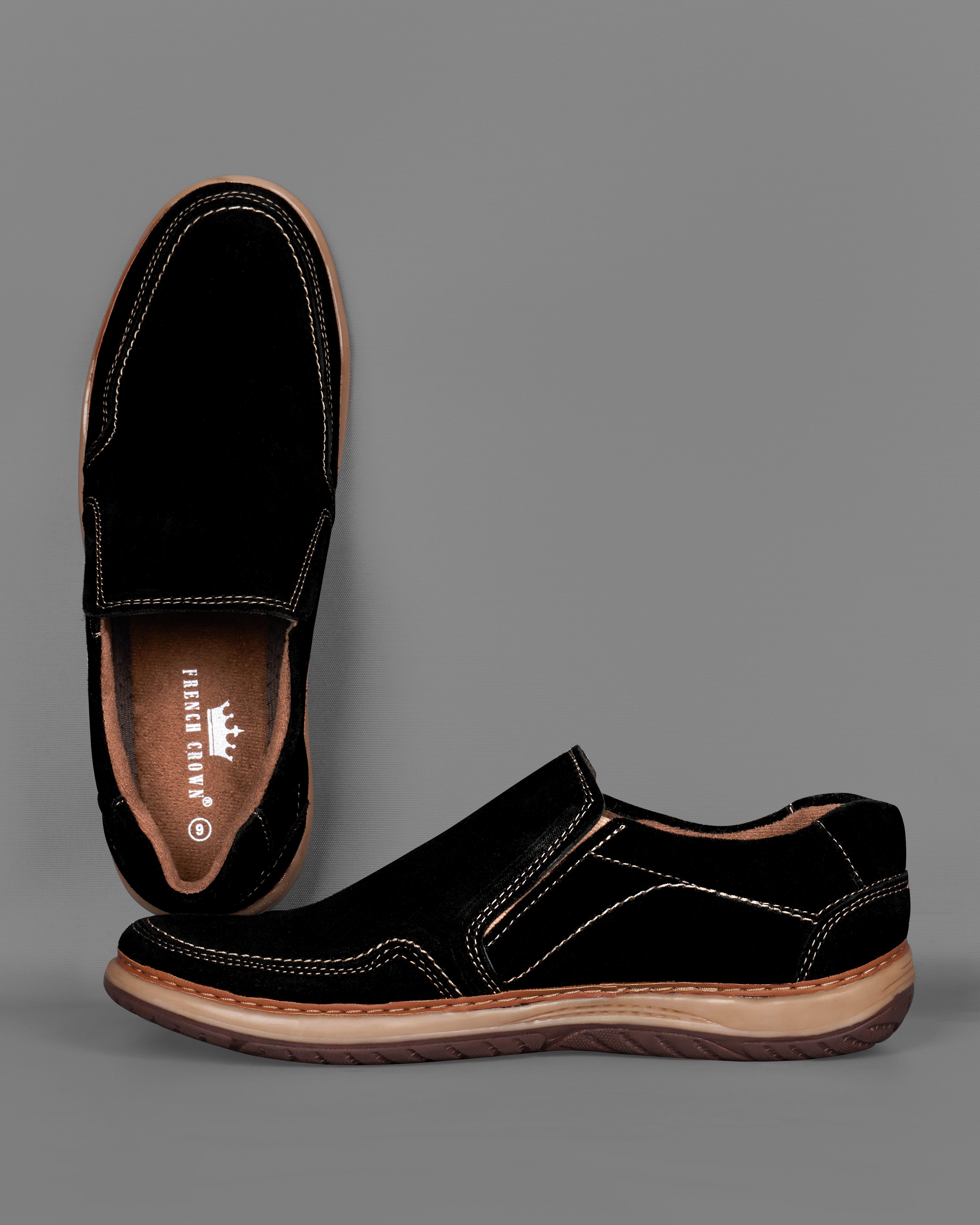 Jade Black Slip On Suede leather Shoes FT075-6, FT075-7, FT075-8, FT075-9, FT075-10, FT075-11