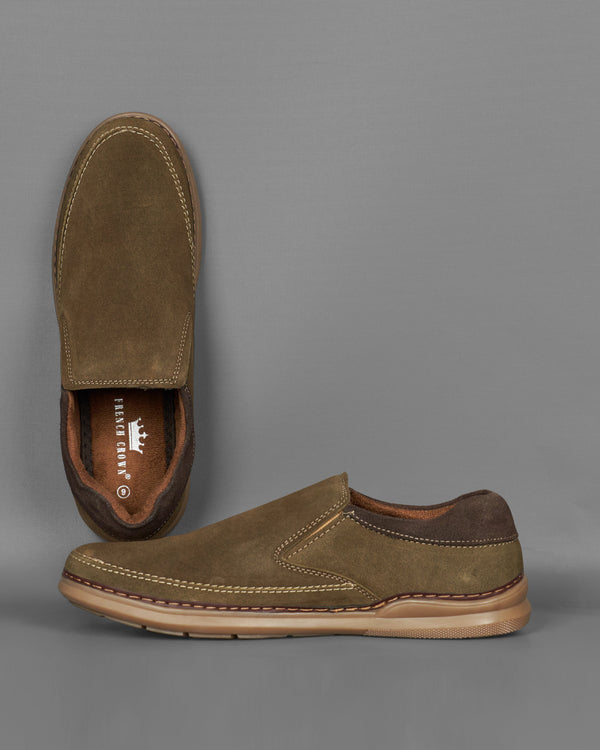 Brass Brown Slip On Suede leather Shoes FT082-6, FT082-7, FT082-8, FT082-9, FT082-10, FT082-11