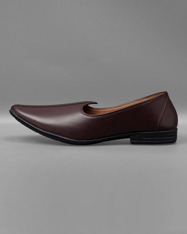 Dark Brown Vegan Leather Hand stitched Jutis