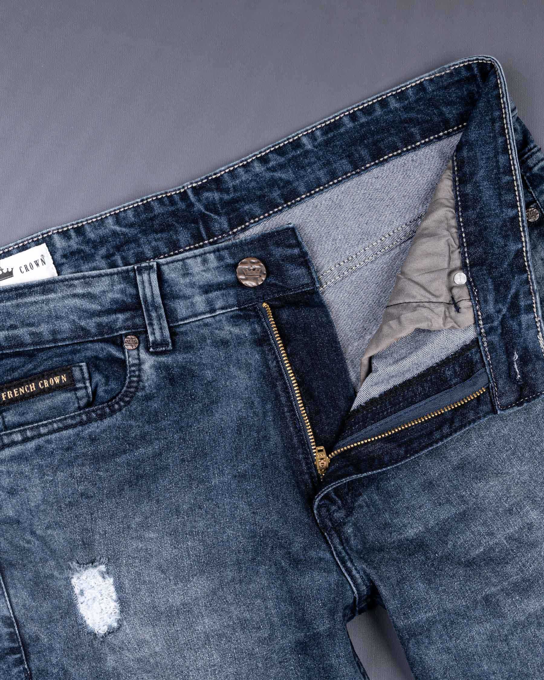 Fiord Blue Stonewash Mildly Distressed Stretchable Denim J132-32, J132-34, J132-36, J132-38, J132-40