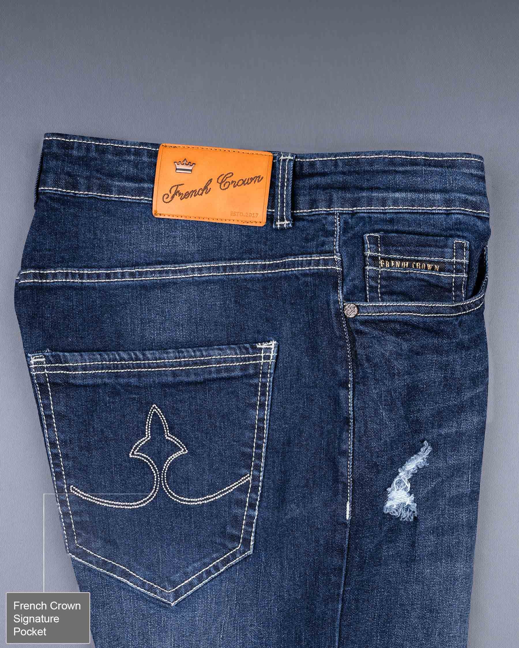 San Juan Blue Whiskering washed Mildly Distressed Stretchable Denim J135-32, J135-34, J135-36, J135-38, J135-40