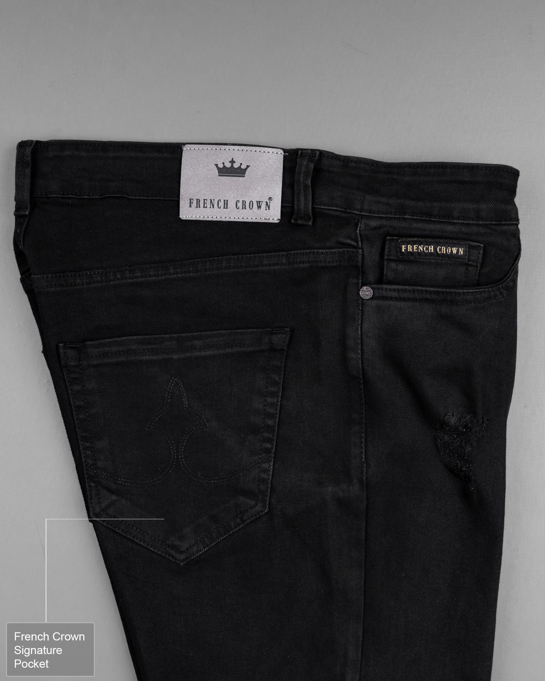 Jade Black distressed Rinse Wash Vintage Look Stretchable Denim J145-32, J145-34, J145-36, J145-38, J145-40