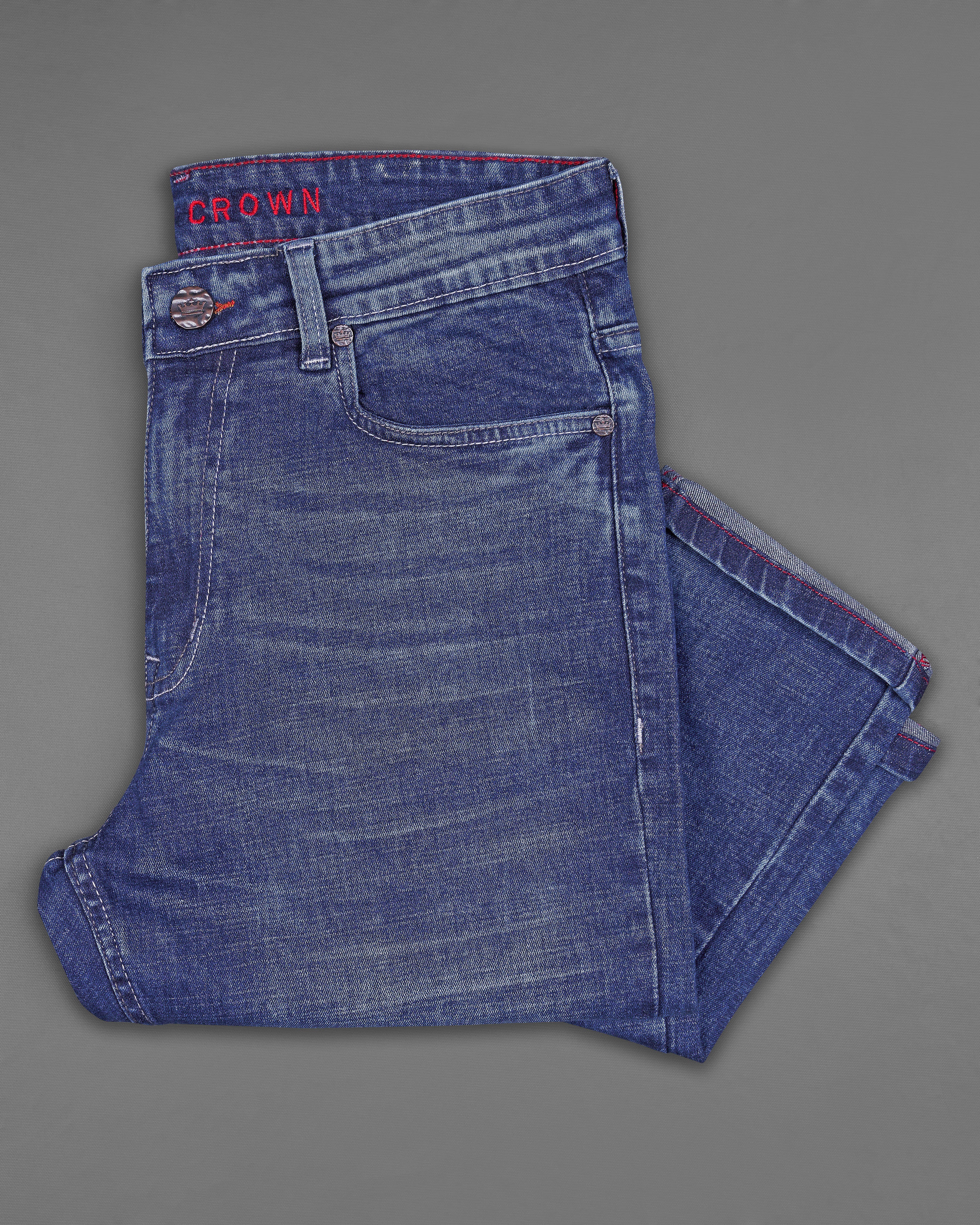 Chambray Blue Acid Wash Stretchable Denim J166-32, J166-34, J166-36, J166-38, J166-40