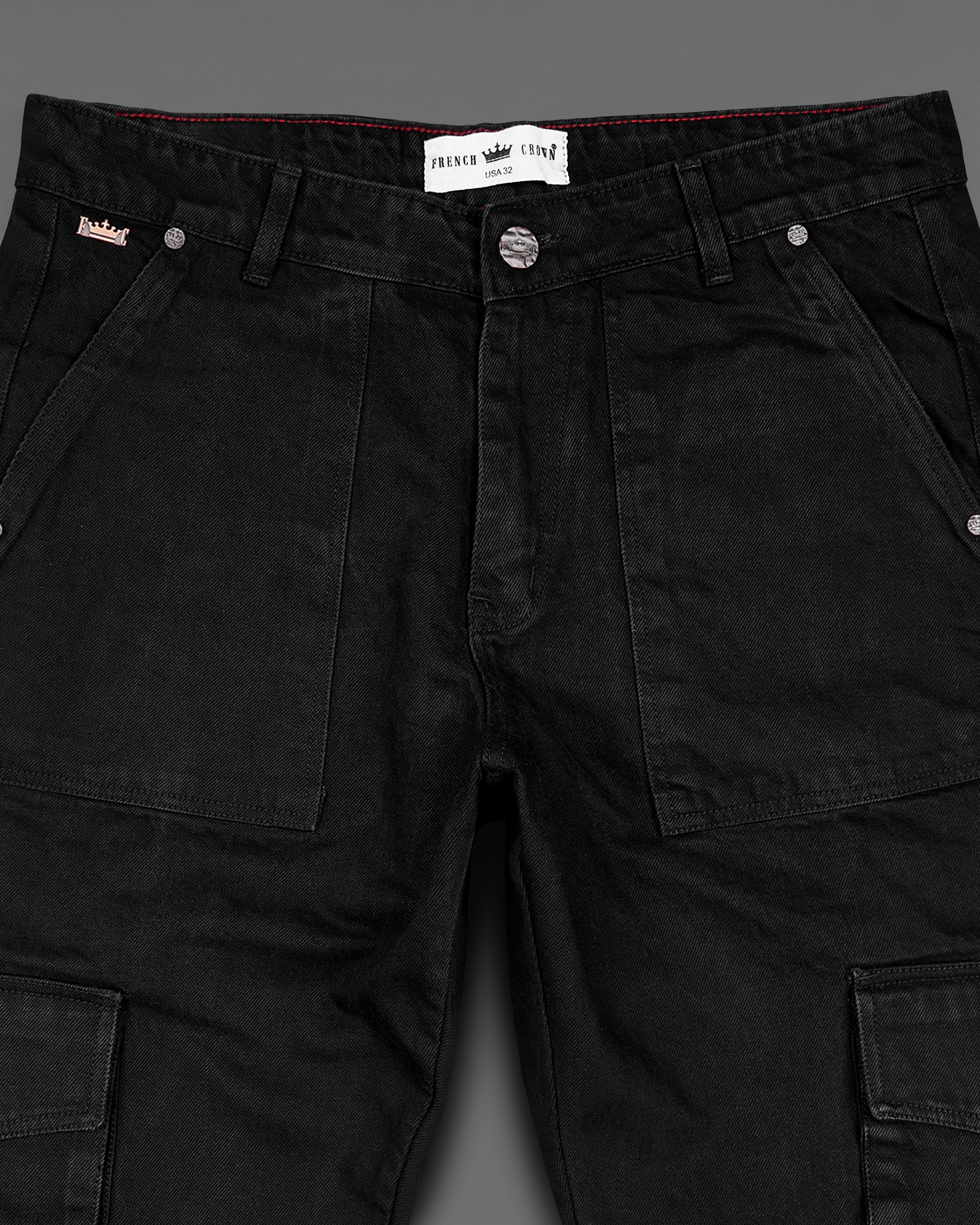 Jade Black Rinse Wash Cargo Denim J169-30, J169-32, J169-34, J169-36, J169-38, J169-40