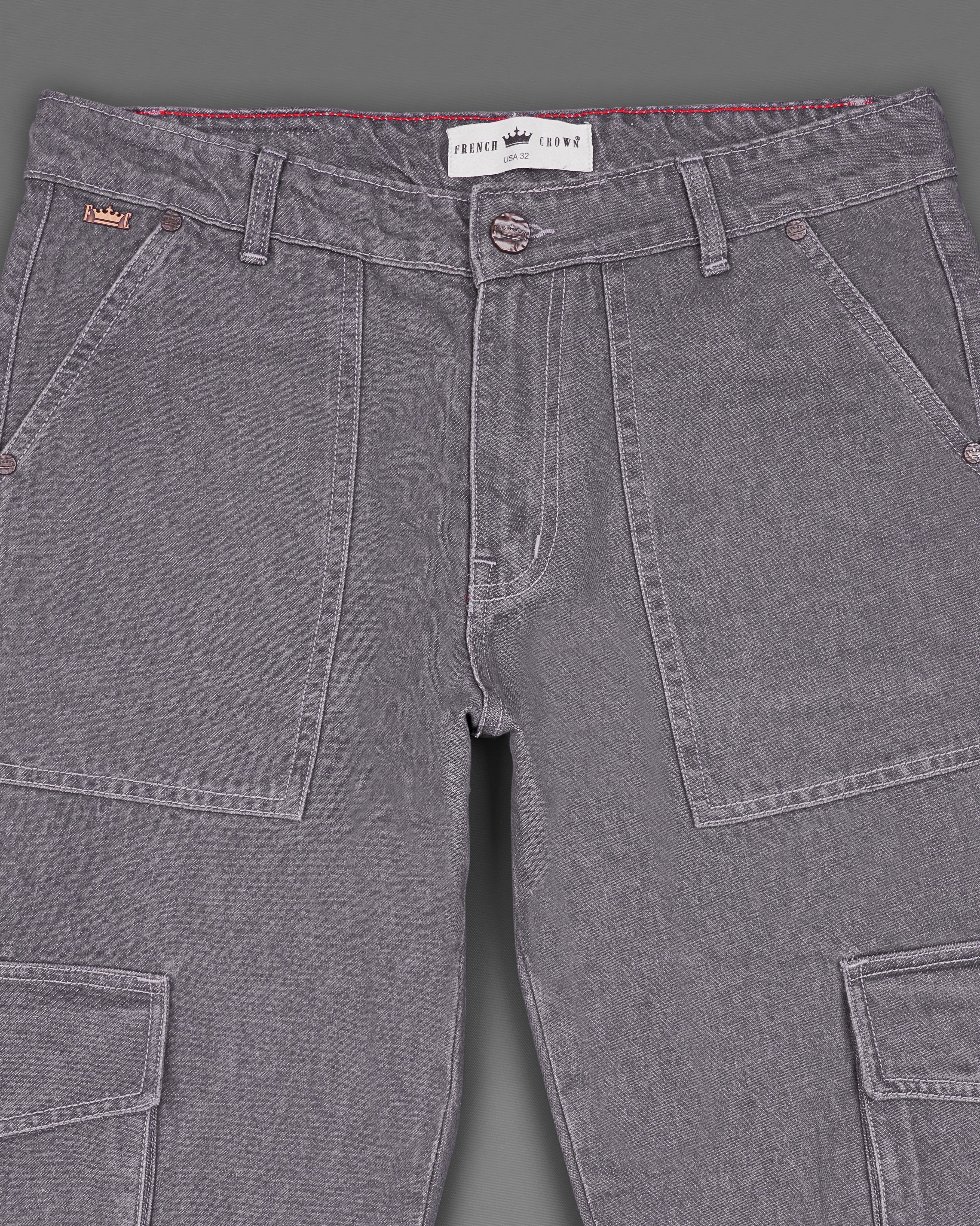 Spicy Gray Rinse Wash Cargo Denim J172-32, J172-34, J172-36, J172-38, J172-40