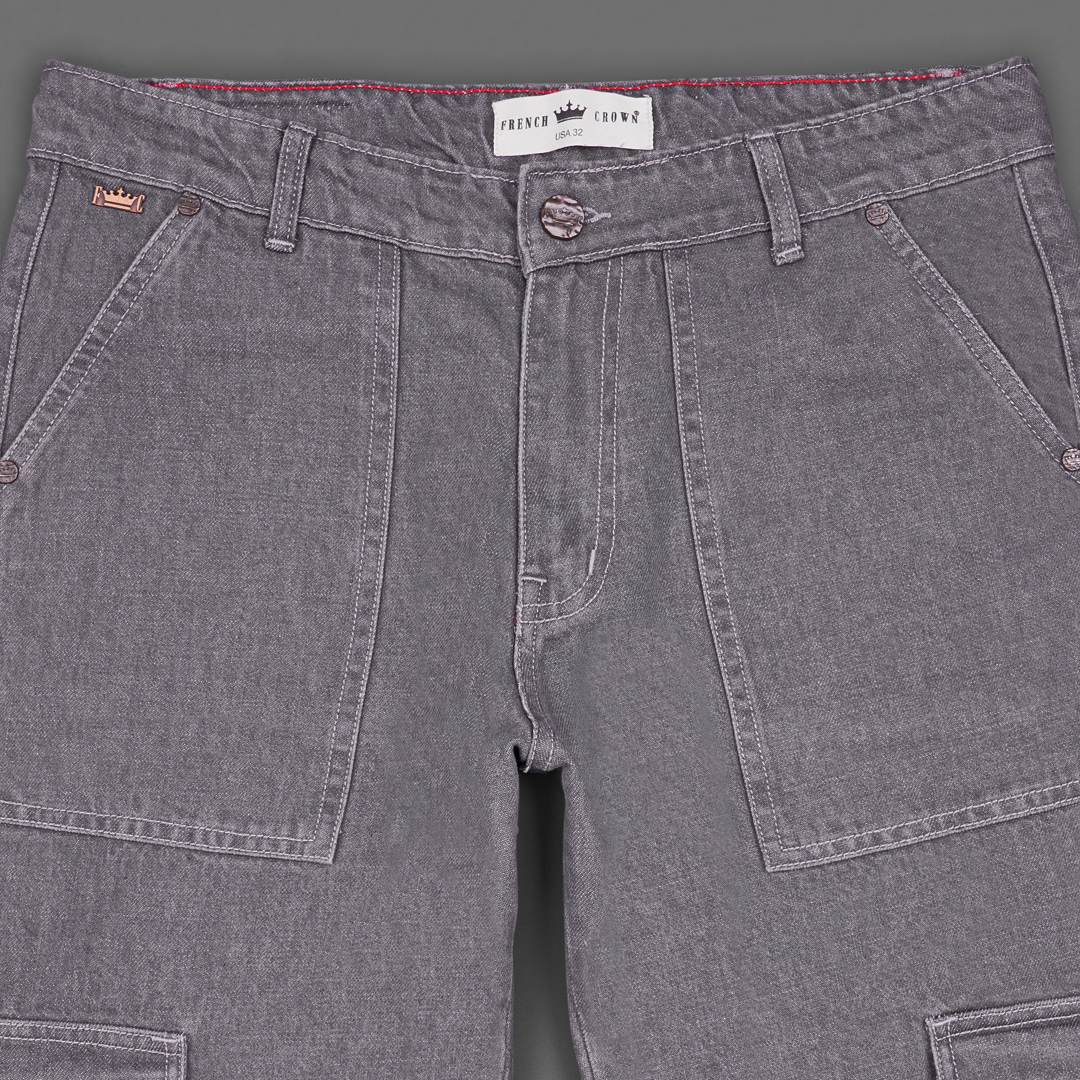 Spicy Gray Rinse Wash Cargo Denim J172-32, J172-34, J172-36, J172-38, J172-40