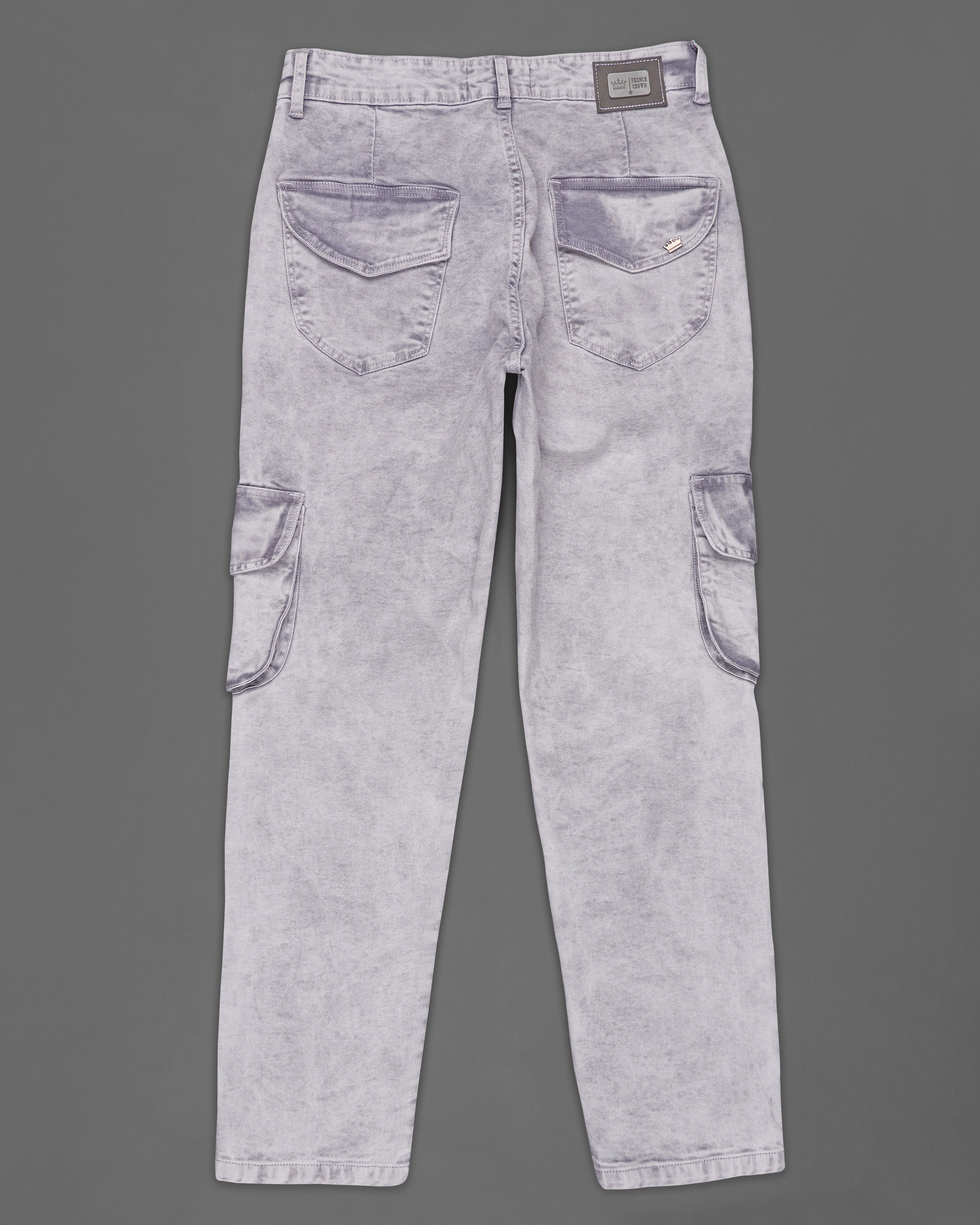 Wisteria Gray Acid Wash Stretchable Cargo Denim J183-32, J183-34, J183-36, J183-38, J183-40