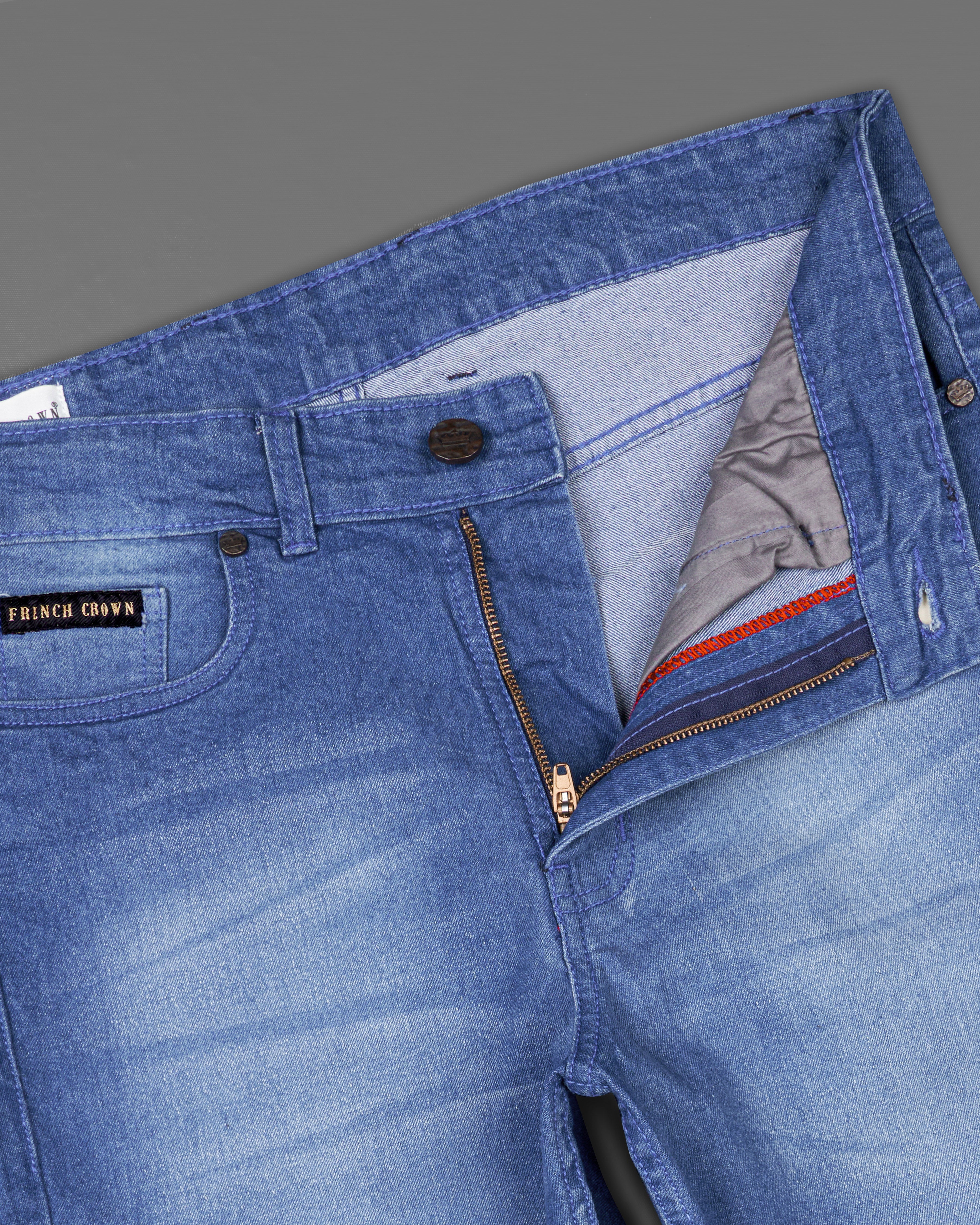 Glaucous Blue Airplane Hand-Painted Stone Washed Denim J092-ART-32, J092-ART-34, J092-ART-36, J092-ART-38, J092-ART-40