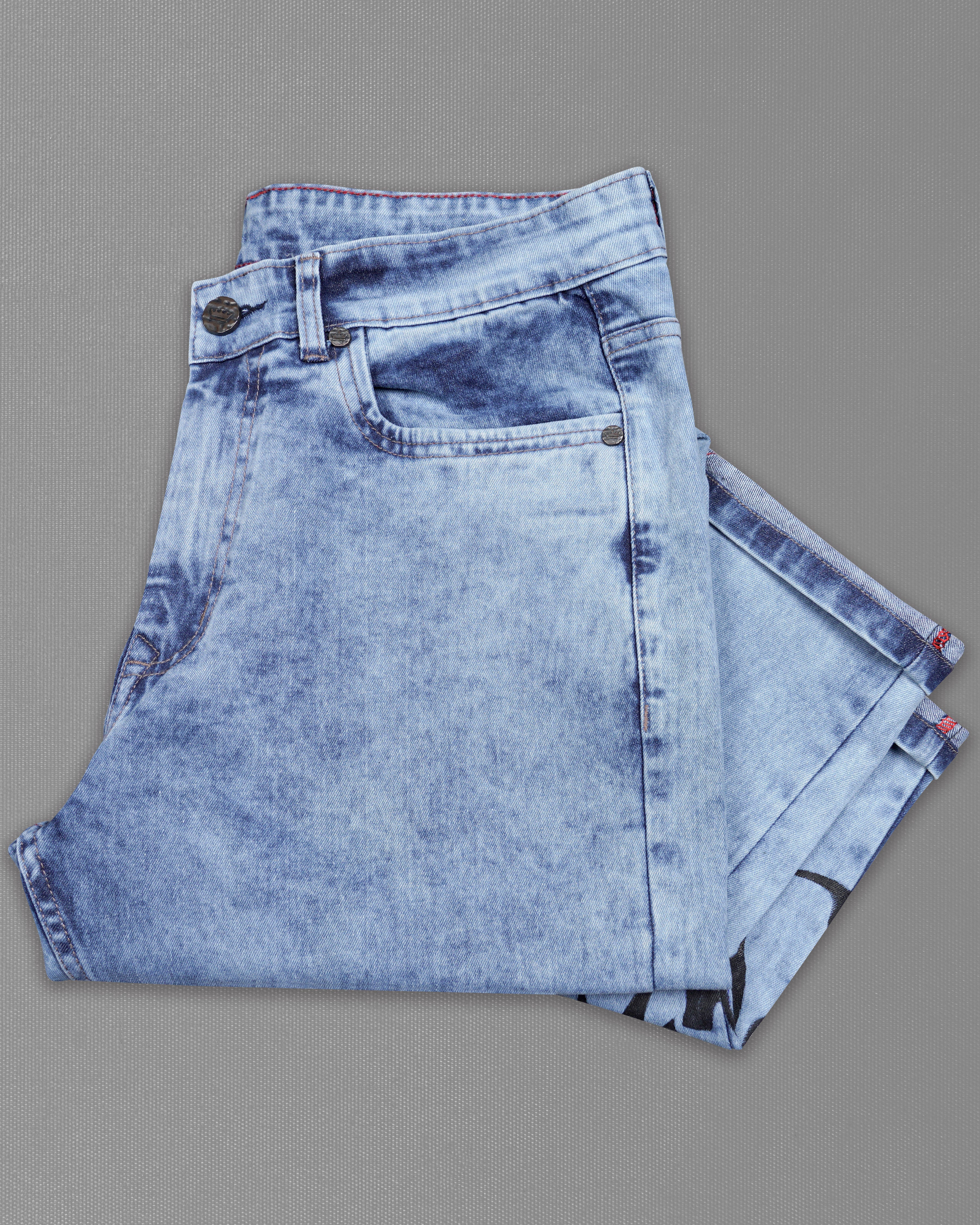 Ship Cove Blue Stone Wash Hand Painted Stretchable Denim J147-ART-30, J147-ART-32, J147-ART-34, J147-ART-36, J147-ART-38, J147-ART-40