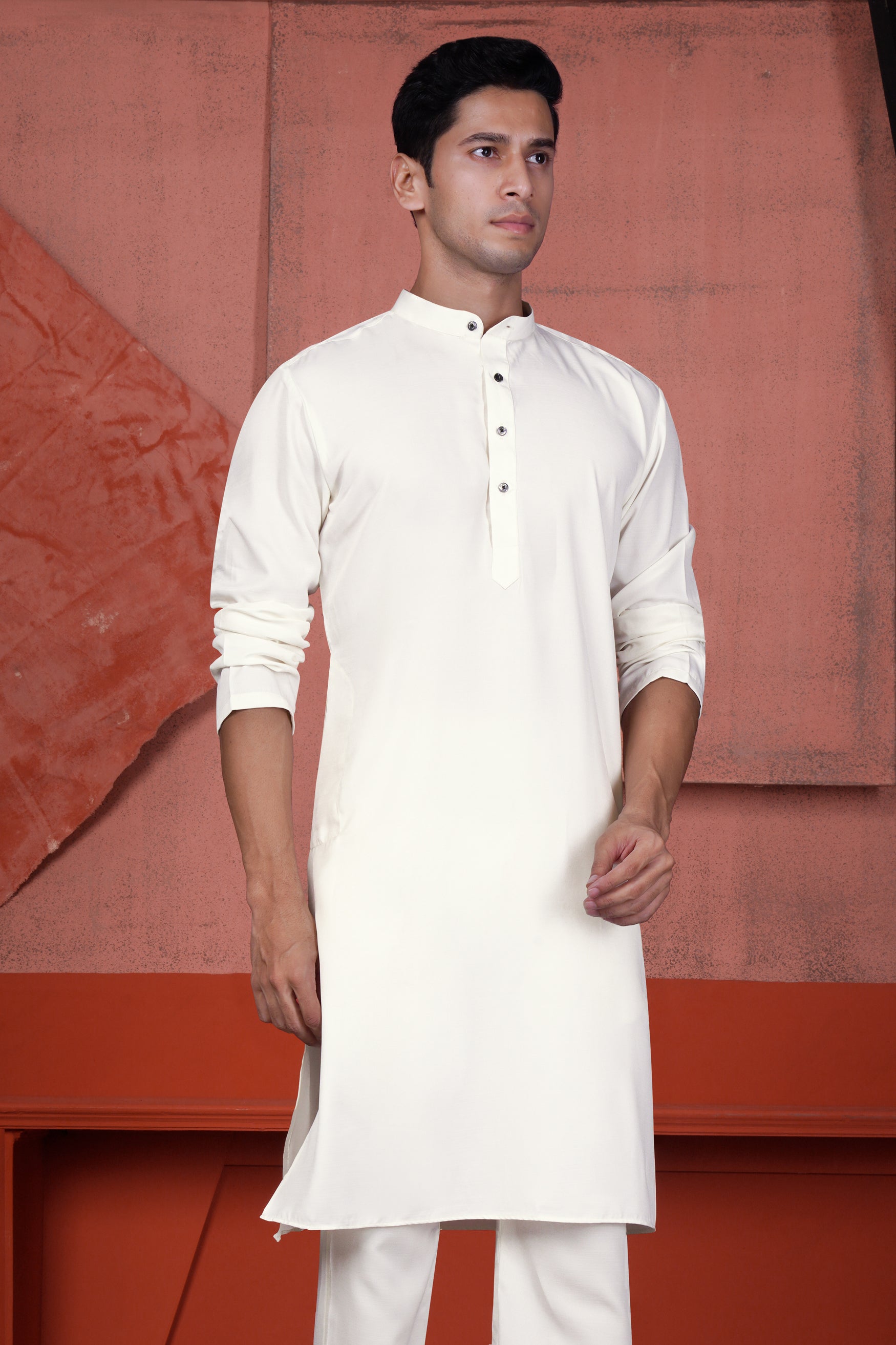 Bright White Kurta with Pansy Purple Cotton Thread Embroidered Viscose Designer Nehru Jacket