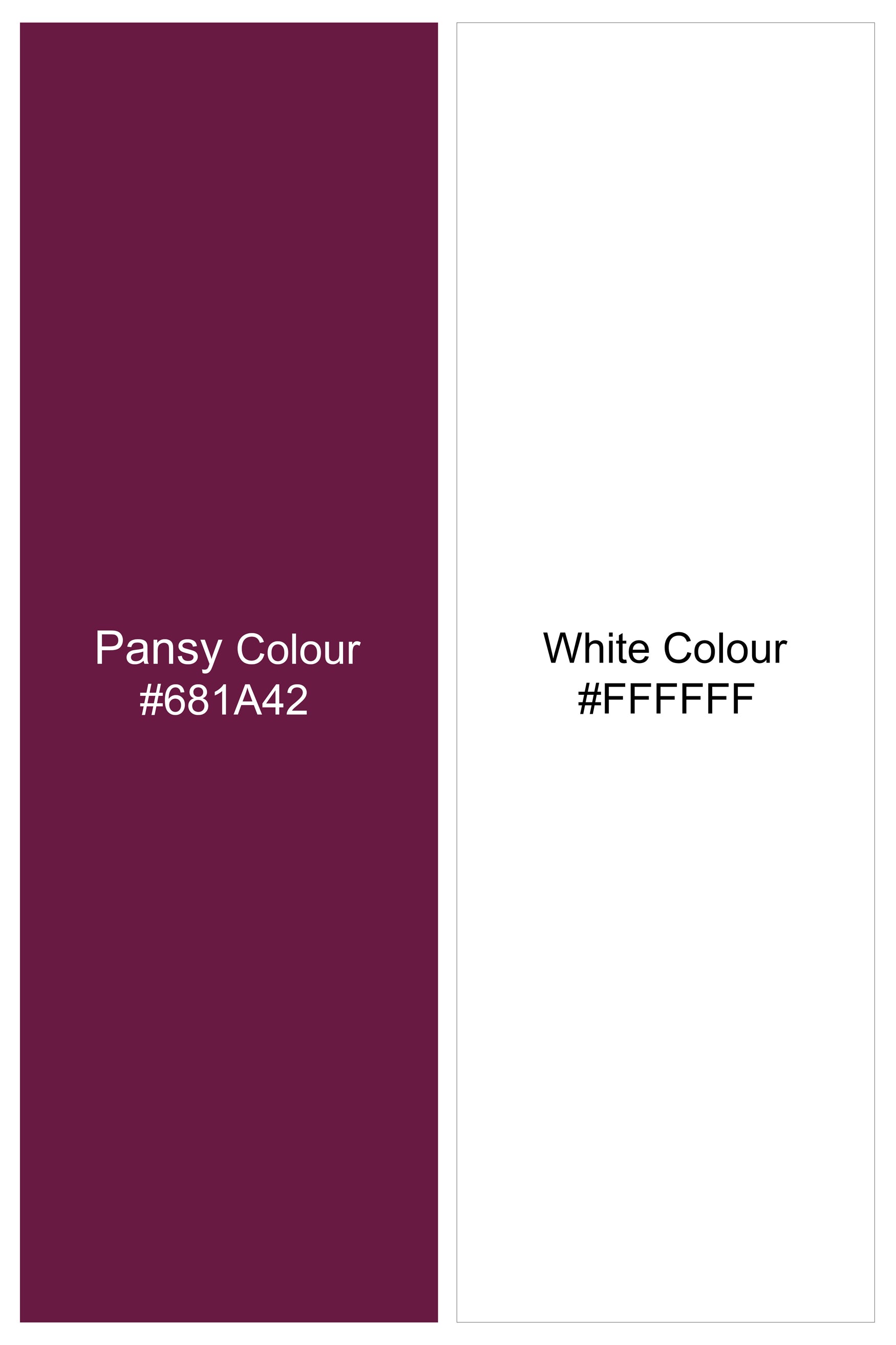 Bright White Kurta with Pansy Purple Cotton Thread Embroidered Viscose Designer Nehru Jacket
