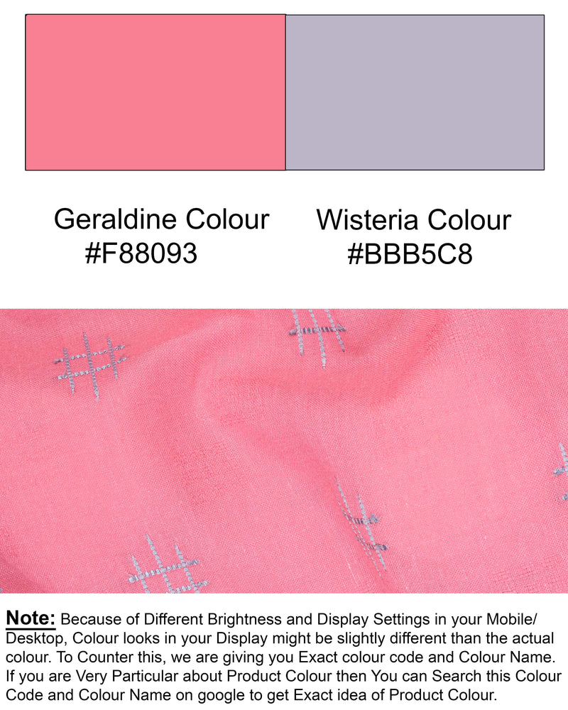 Geraldine Pink Dobby Textured Premium Giza Cotton Kurta KT006-39, KT006-40, KT006-42, KT006-44, KT006-46