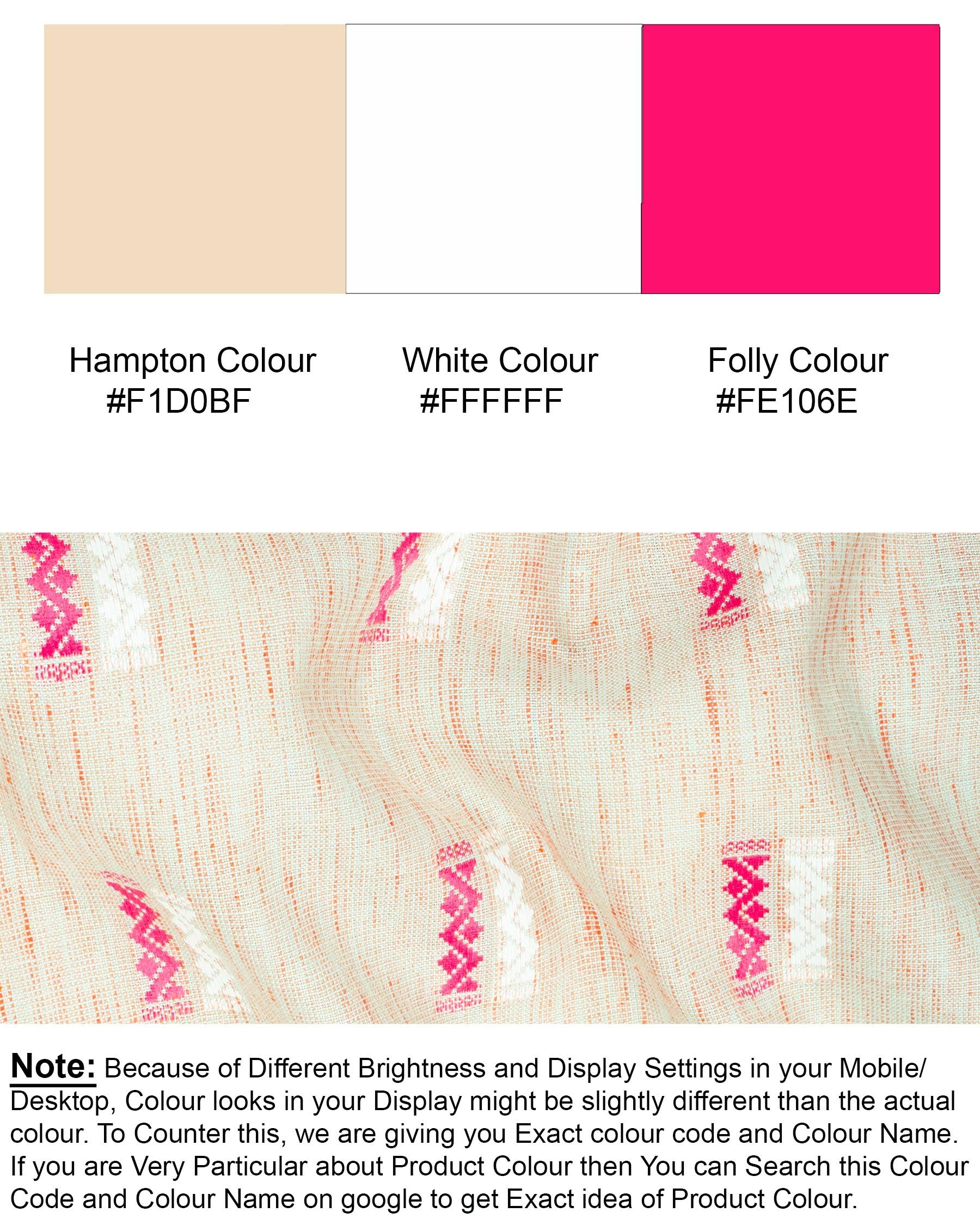 Hampton Cream Jacquard Textured Premium Giza Cotton Kurta KT013-39, KT013-40, KT013-42, KT013-44, KT013-46