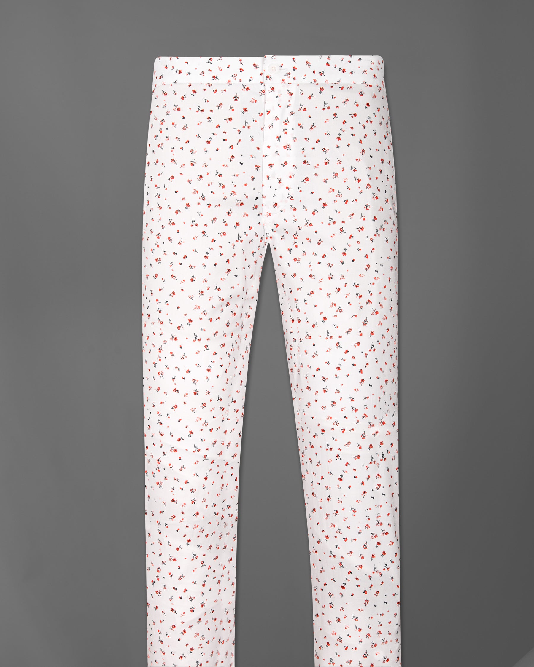 Bright White Floral Printed Oxford Lounge Pants LP149-28, LP149-30, LP149-32, LP149-34, LP149-36, LP149-38, LP149-40, LP149-42, LP149-44