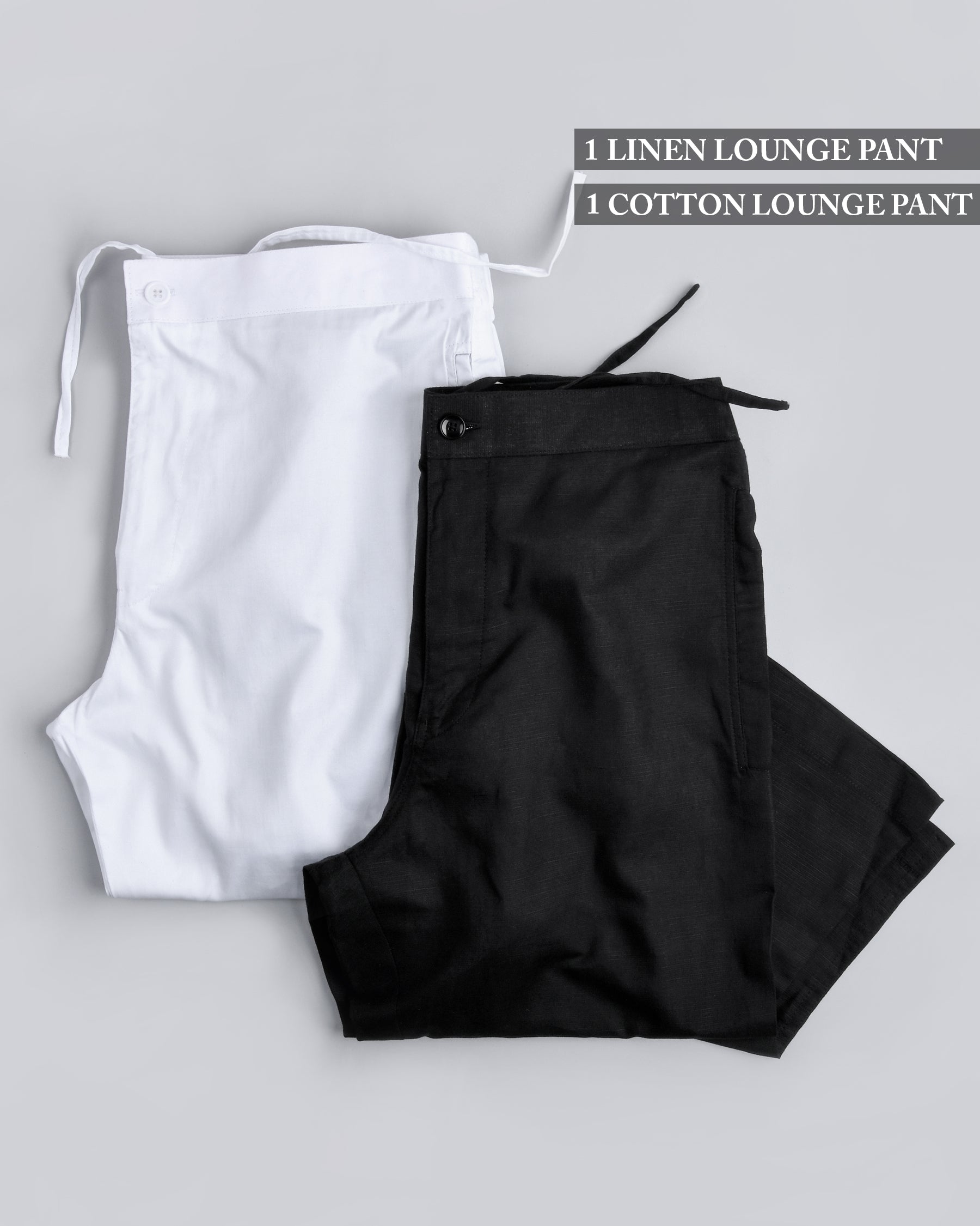 One Black Linen and One white Cotton Lounge Pants LP016-38, LP016-42, LP016-36, LP016-30, LP016-32, LP016-28, LP016-34, LP016-40, LP016-44