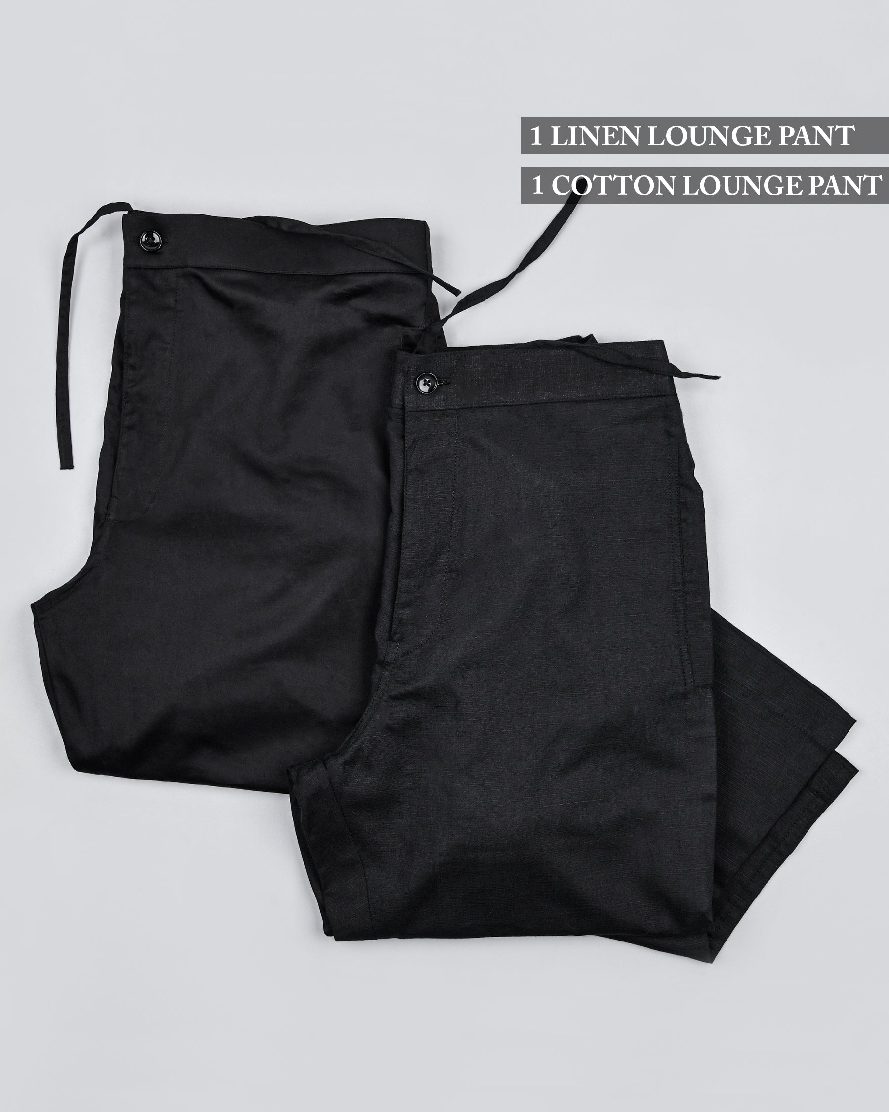 One Black Linen and One Black Cotton Lounge Pants LP017-36, LP017-28, LP017-42, LP017-30, LP017-38, LP017-34, LP017-44, LP017-40, LP017-32