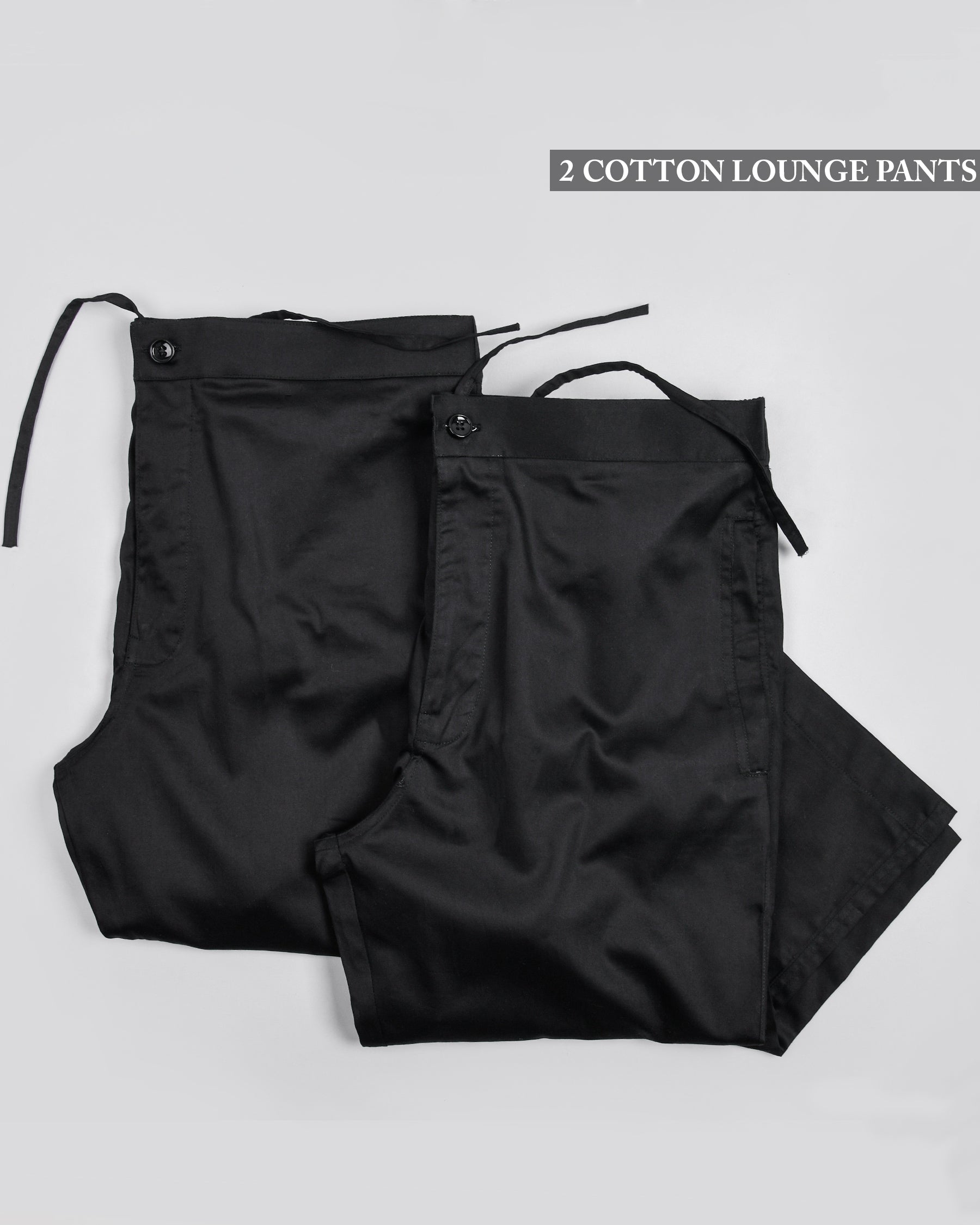 Two Black Premium Cotton Lounge Pants LP082-42, LP082-40, LP082-44, LP082-34, LP082-38, LP082-30, LP082-32, LP082-36, LP082-28