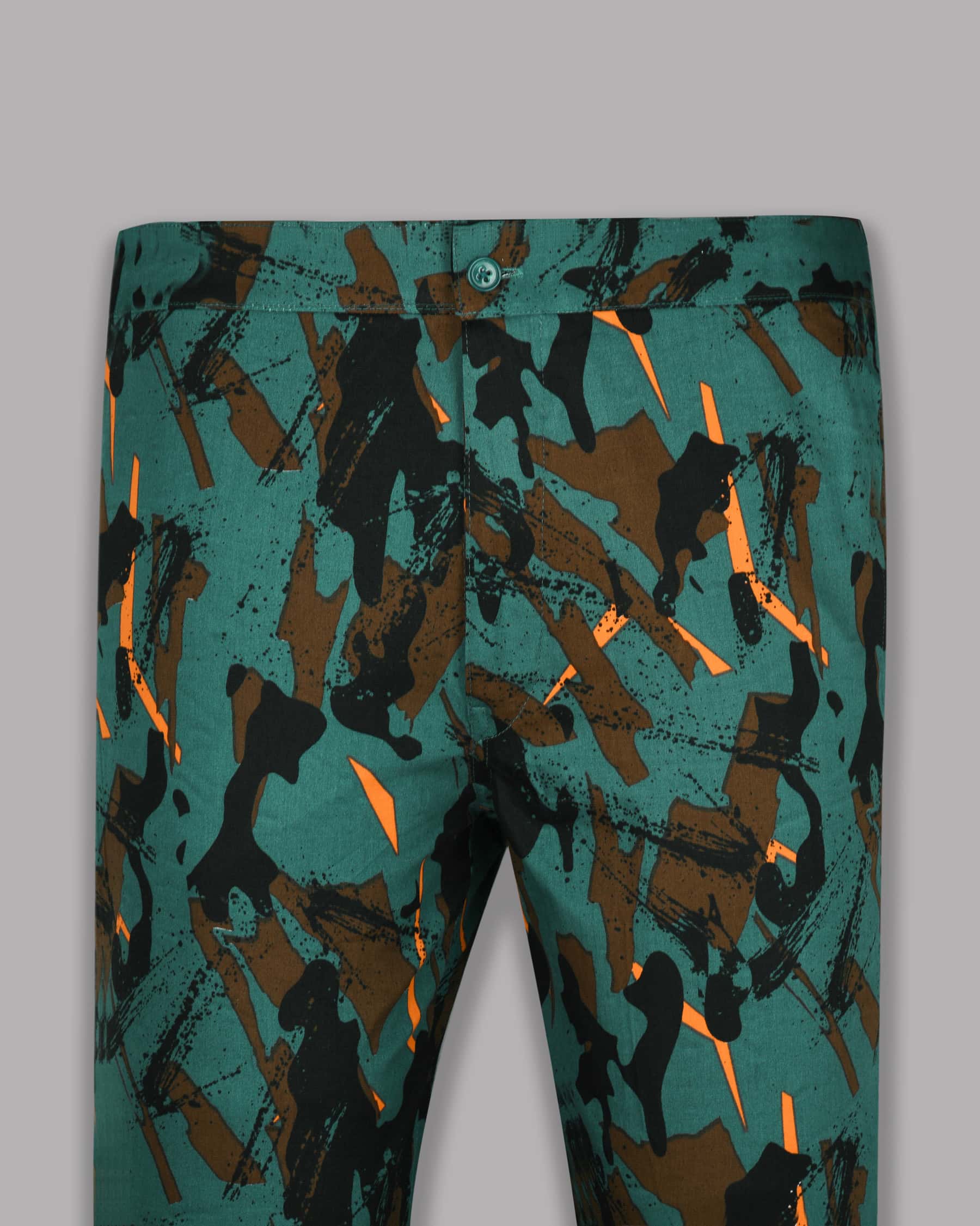 Peacock Green Abstract Print Premium Cotton Lounge Pant