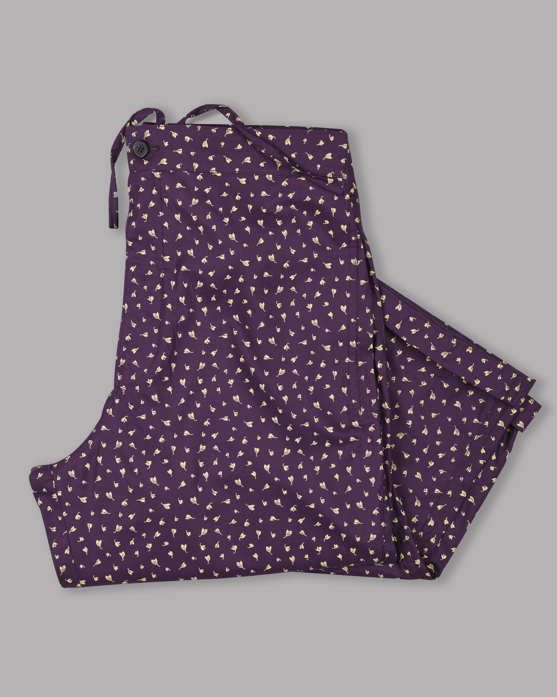 Purple Flowers Printed Premium Cotton Lounge Pant LP096-28, LP096-30, LP096-32, LP096-34, LP096-36, LP096-38, LP096-40, LP096-42, LP096-44