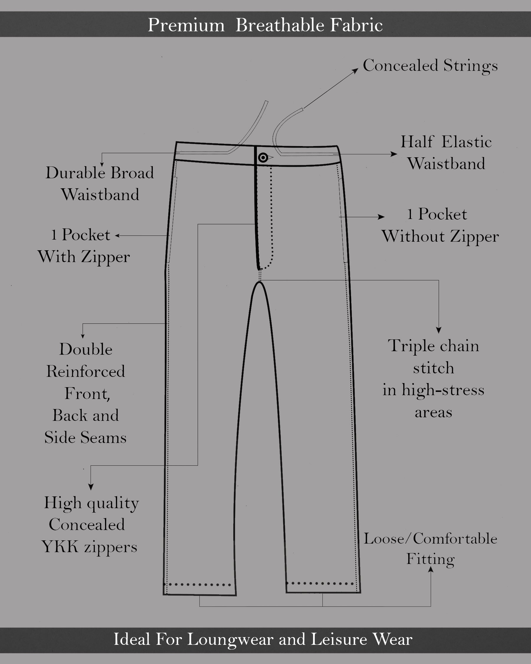 French Blue Premium Cotton Lounge Pant