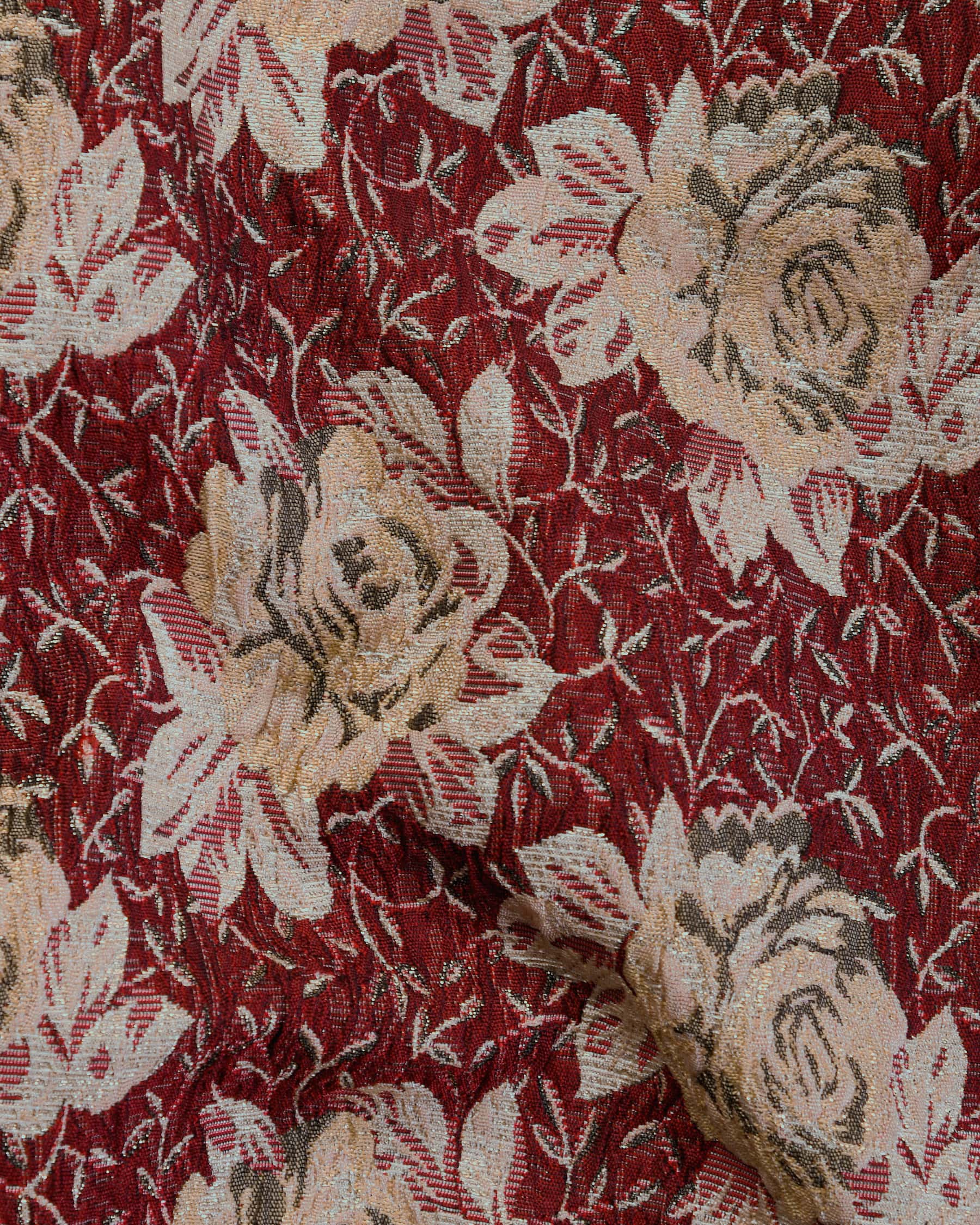 Cream with red Rose jacquard Textured Designer Nehru Jacket