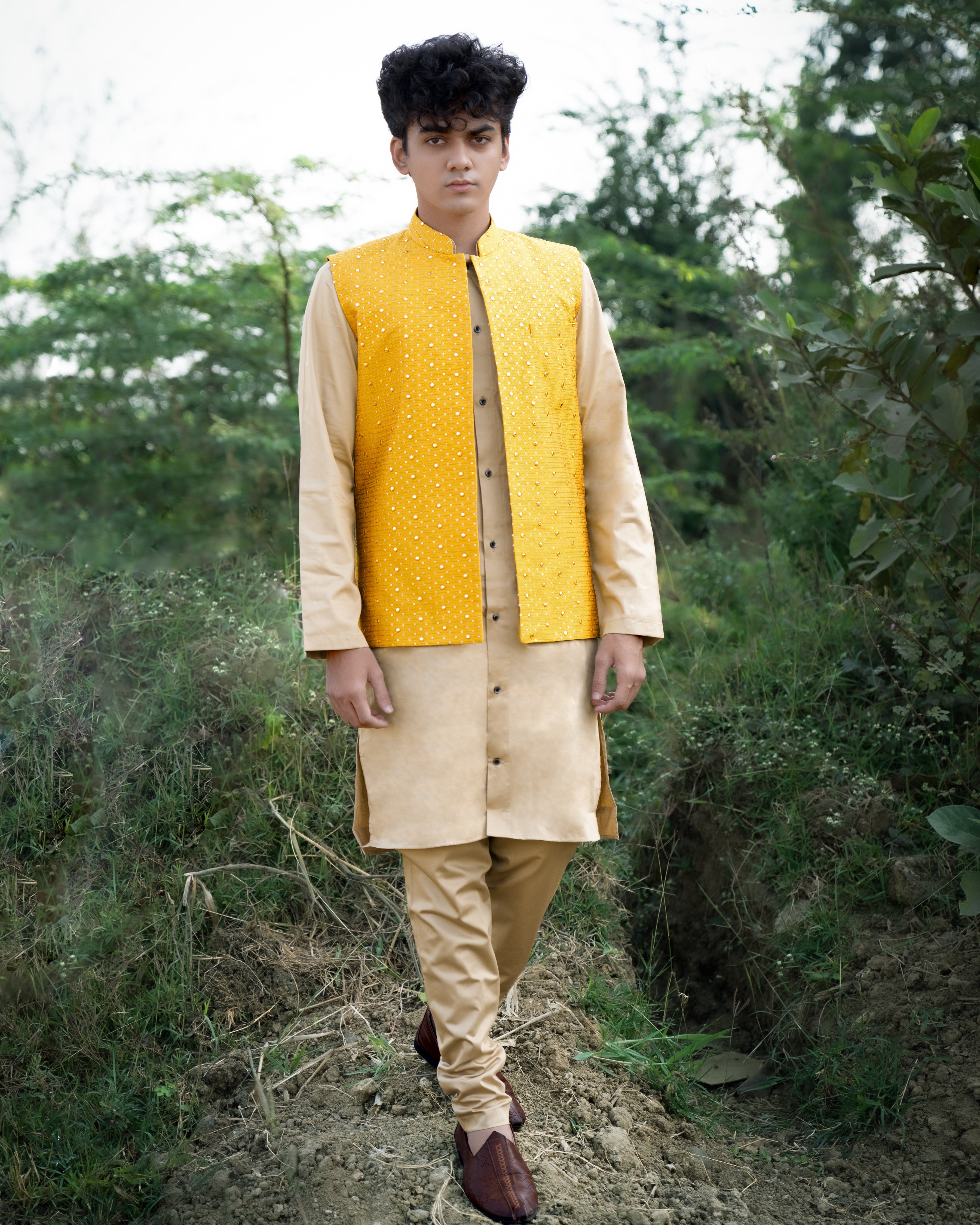 Sunglow Yellow Sleeveless Mirror Embodied Jacket with Kurta, Pajama set SH004-SRW17-36, SH004-SRW17-38, SH004-SRW17-40, SH004-SRW17-42, SH004-SRW17-44, SH004-SRW17-46, SH004-SRW17-48, SH004-SRW17-50, SH004-SRW17-52, SH004-SRW17-54, SH004-SRW17-56, SH004-SRW17-58, SH004-SRW17-60