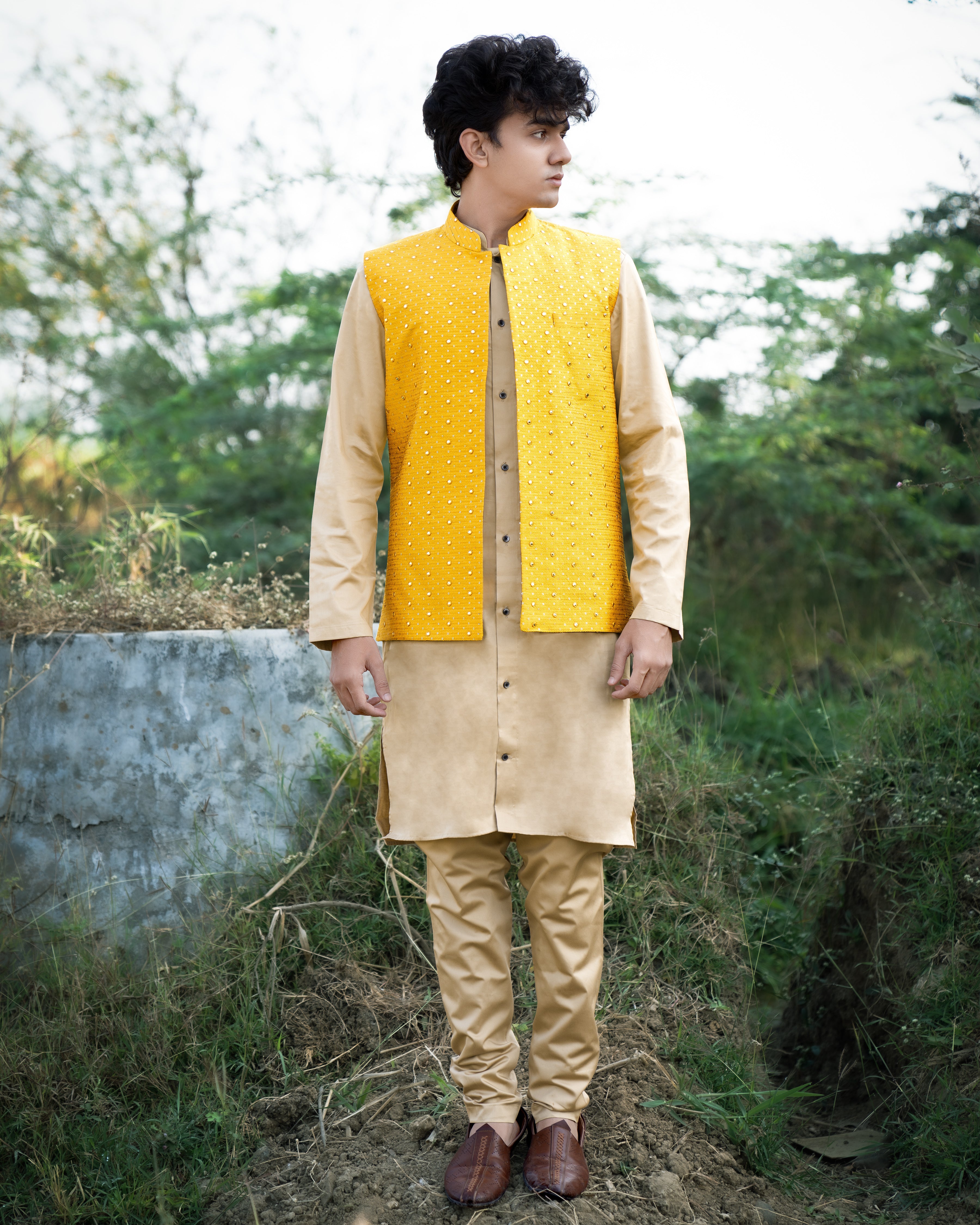 Sunglow Yellow Sleeveless Mirror Embodied Jacket with Kurta, Pajama set SH004-SRW17-36, SH004-SRW17-38, SH004-SRW17-40, SH004-SRW17-42, SH004-SRW17-44, SH004-SRW17-46, SH004-SRW17-48, SH004-SRW17-50, SH004-SRW17-52, SH004-SRW17-54, SH004-SRW17-56, SH004-SRW17-58, SH004-SRW17-60