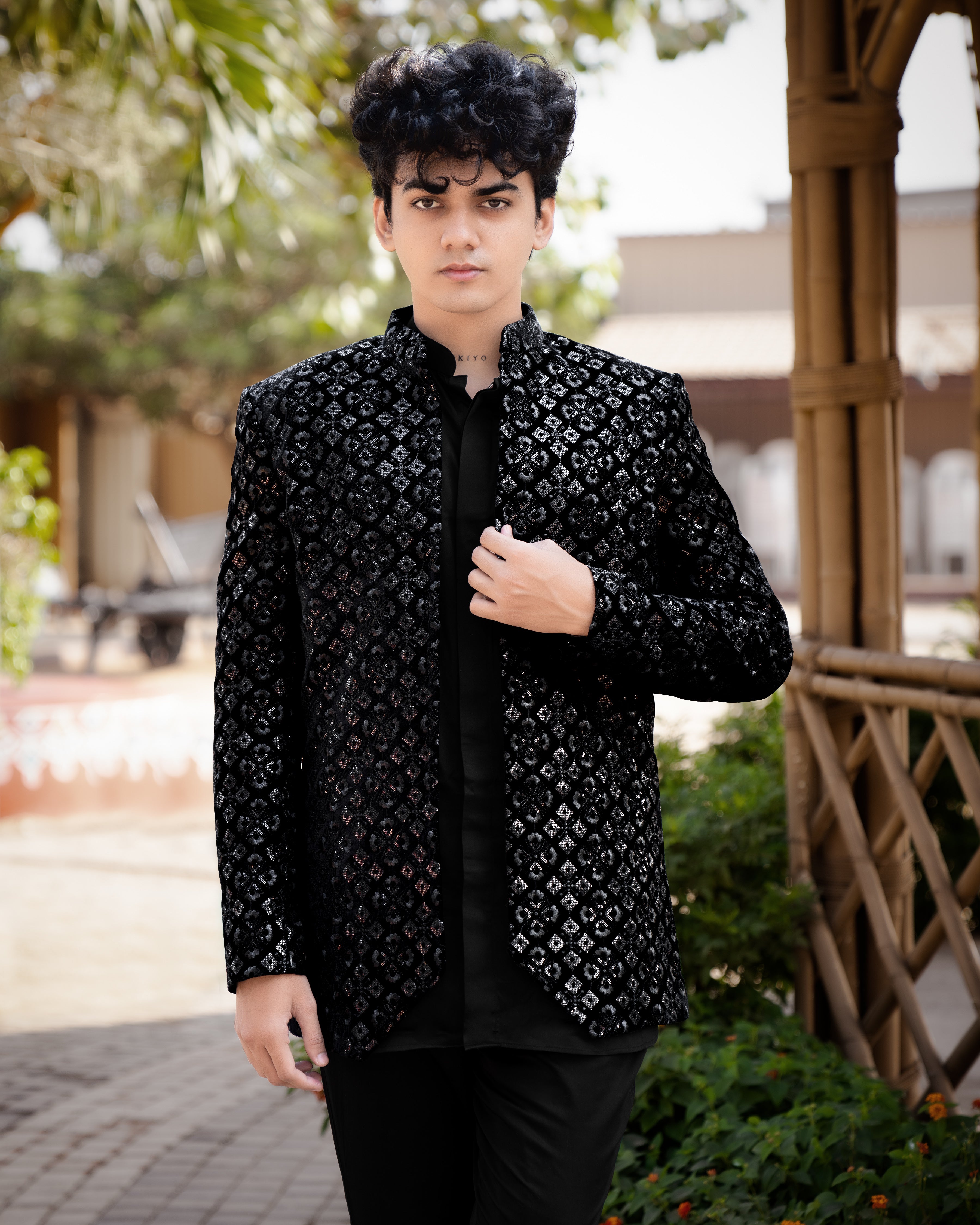 Jade Black Embroidered and Sequence Indo-western Set with Kurta Shirt and Pant SH007-SRW14-36, SH007-SRW14-38, SH007-SRW14-40, SH007-SRW14-42, SH007-SRW14-44, SH007-SRW14-46, SH007-SRW14-48, SH007-SRW14-50, SH007-SRW14-52, SH007-SRW14-54, SH007-SRW14-56, SH007-SRW14-58, SH007-SRW14-60