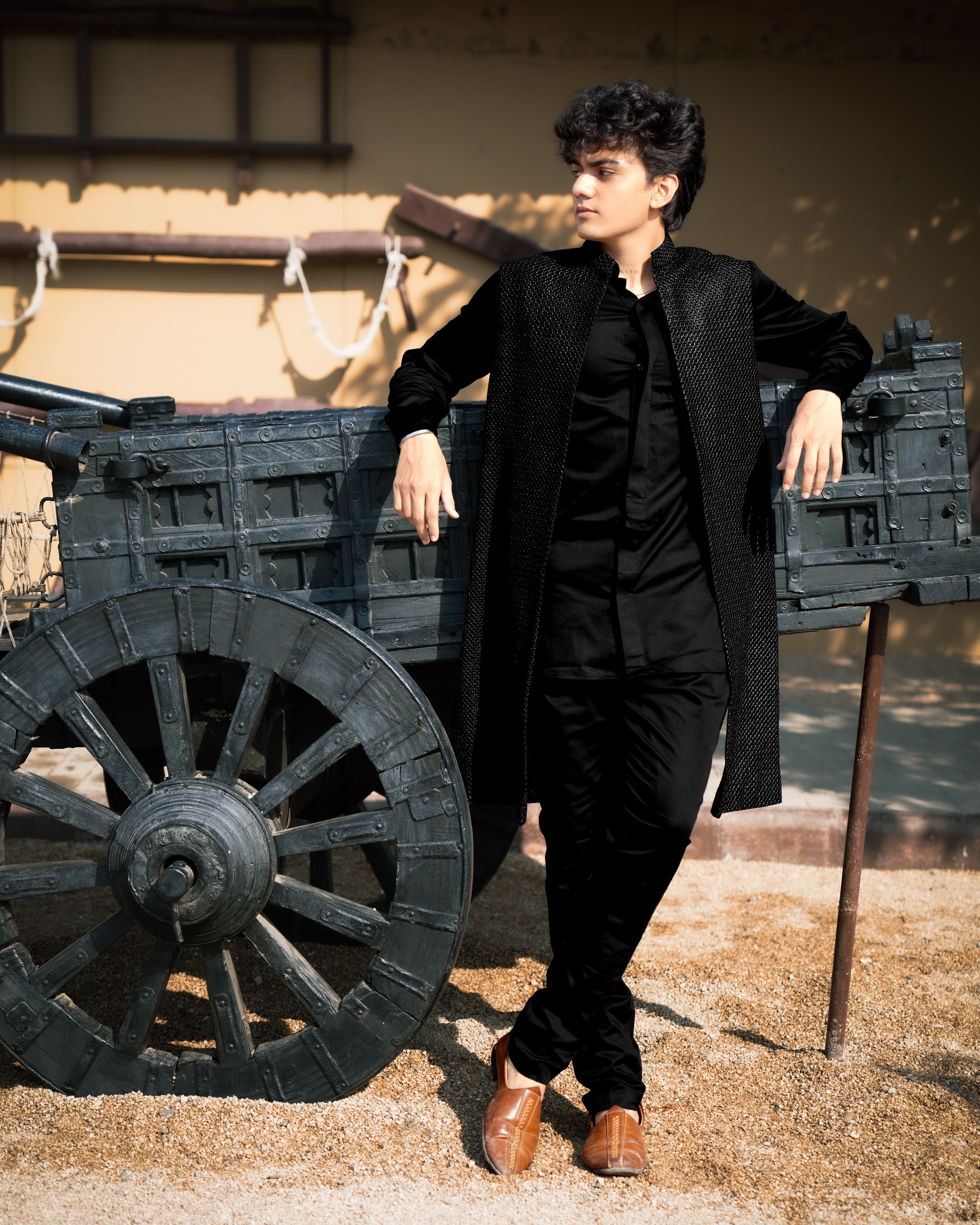 Jade Black with Textured Indo-western Set with Kurta Shirt and Pant SH009-SRW16-36, SH009-SRW16-38, SH009-SRW16-40, SH009-SRW16-42, SH009-SRW16-44, SH009-SRW16-46, SH009-SRW16-48, SH009-SRW16-50, SH009-SRW16-52, SH009-SRW16-54, SH009-SRW16-56, SH009-SRW16-58, SH009-SRW16-60