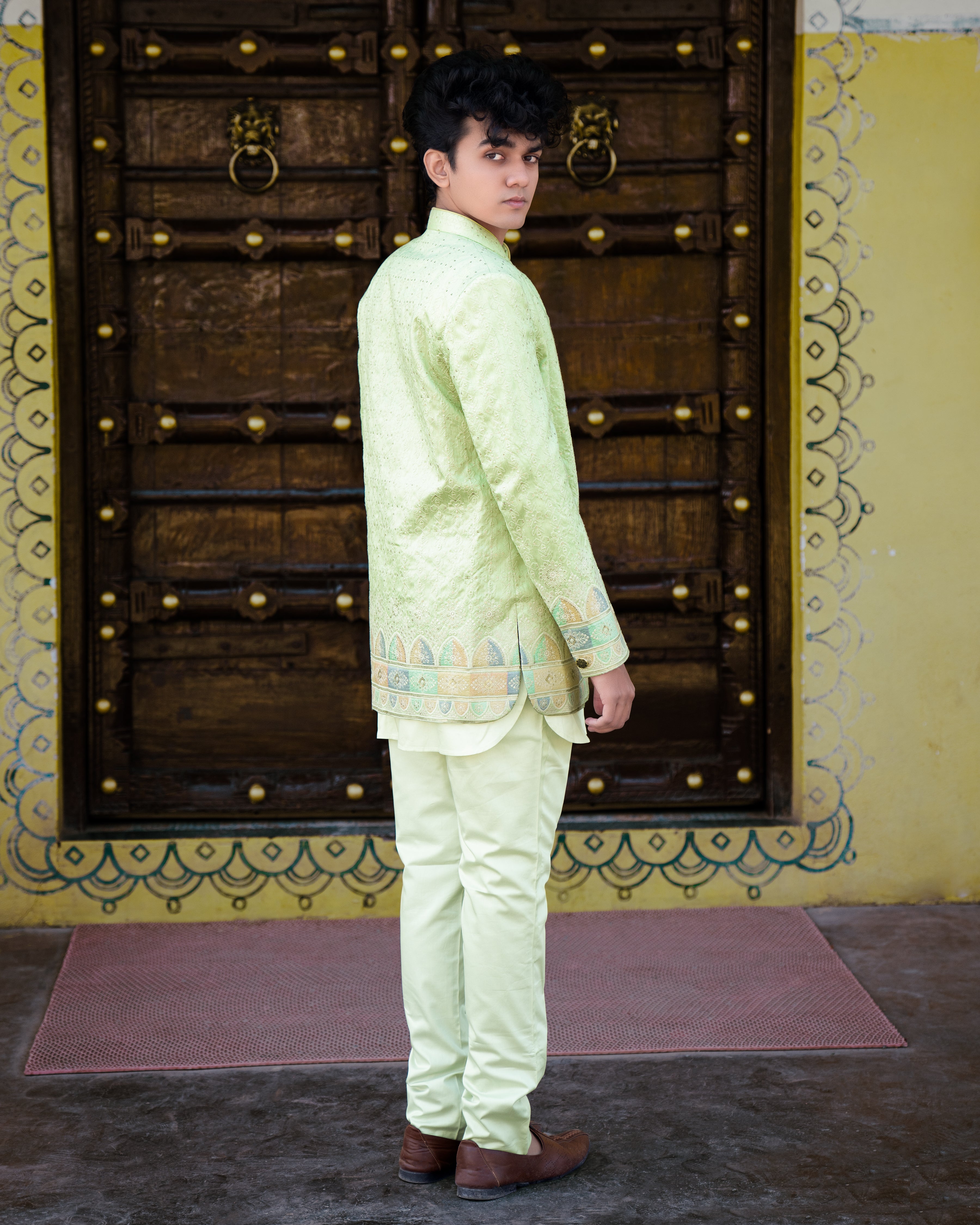 Surf Crest Green Satin Pyjama F-6325