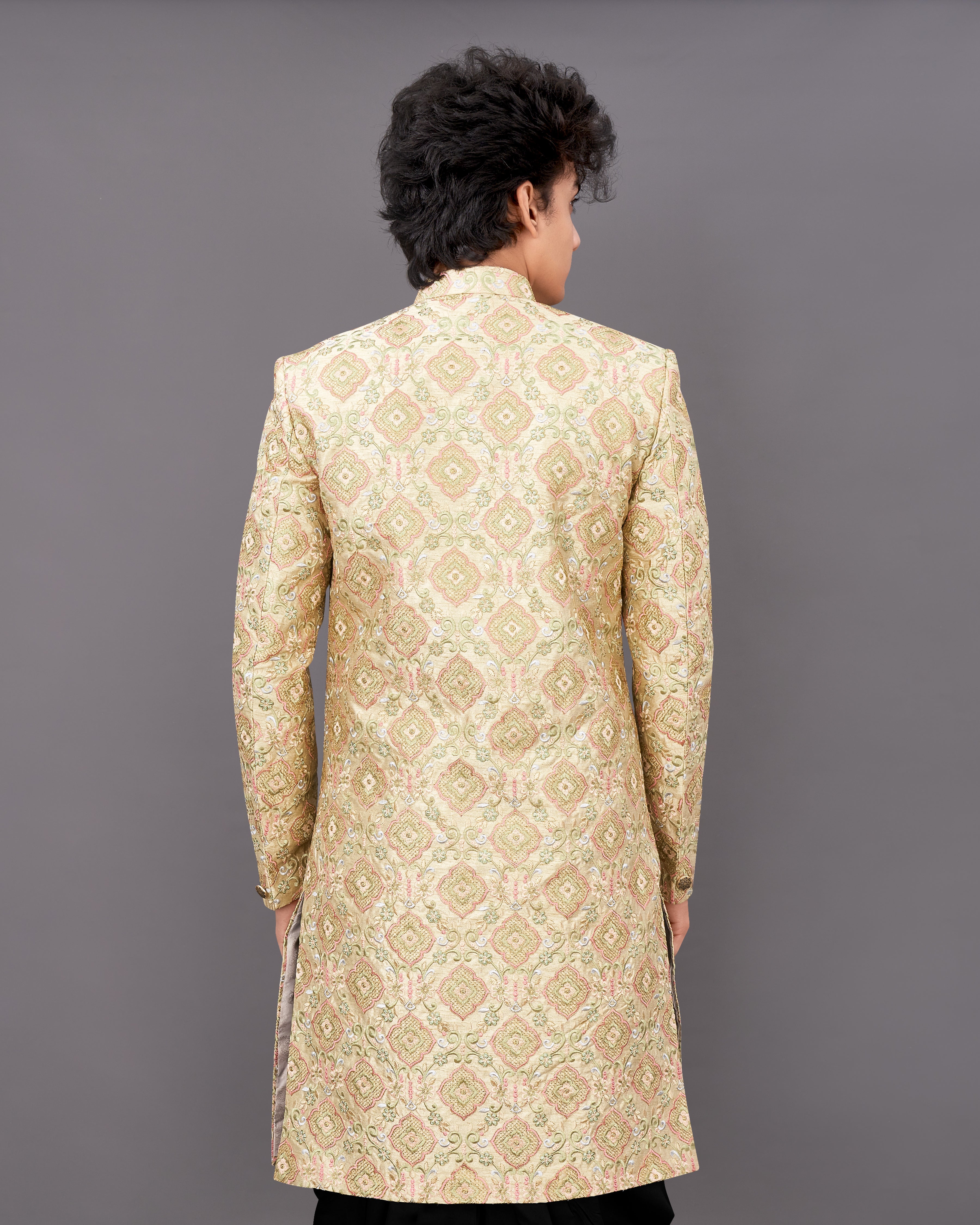 Navajo Brown with Oyster Peach and Sequence Embroidered Sherwani with Kurta and Dhoti Set SH023-SRW10-36, SH023-SRW10-38, SH023-SRW10-40, SH023-SRW10-42, SH023-SRW10-44, SH023-SRW10-46, SH023-SRW10-48, SH023-SRW10-50, SH023-SRW10-52, SH023-SRW10-54, SH023-SRW10-56, SH023-SRW10-58, SH023-SRW10-60