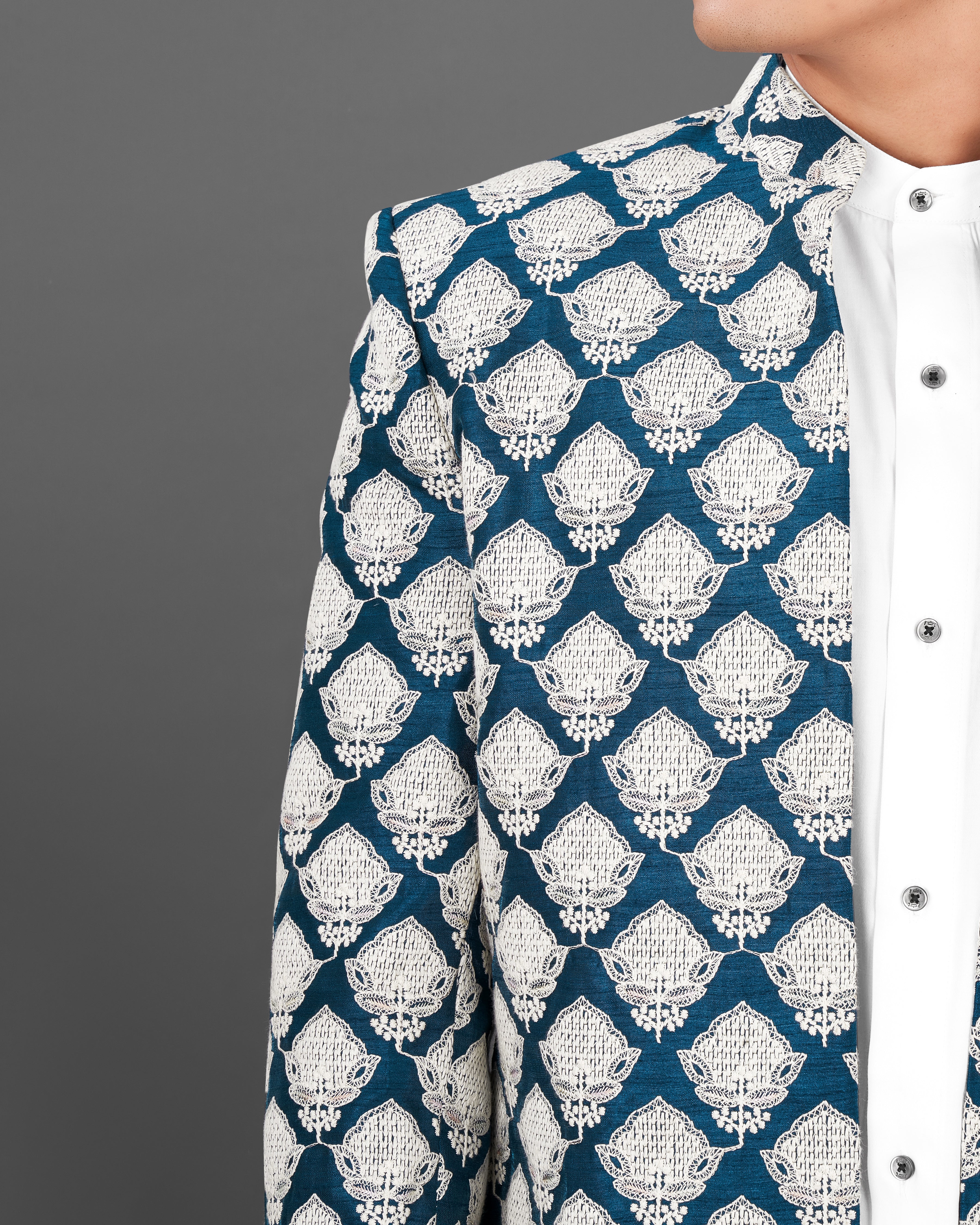 Rhino Blue with White and Sequence Embroidered Indo-Western with Kurta and Pants Set SHR024-SRW22-36, SHR024-SRW22-38, SHR024-SRW22-40, SHR024-SRW22-42, SHR024-SRW22-44, SHR024-SRW22-46, SHR024-SRW22-48, SHR024-SRW22-50, SHR024-SRW22-52, SHR024-SRW22-54, SHR024-SRW22-56, SHR024-SRW22-58, SHR024-SRW22-60