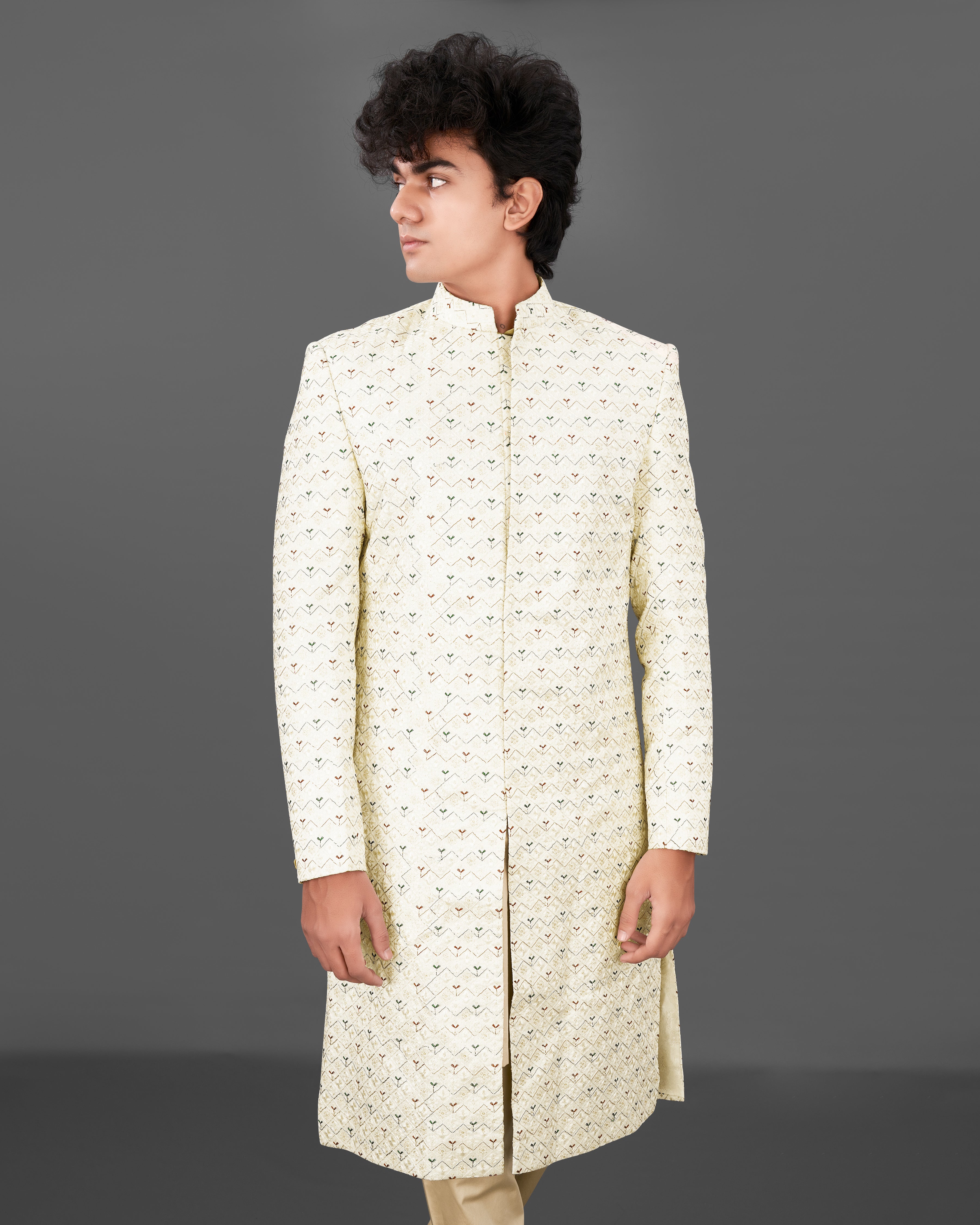 Fantasy Cream Embroidered Sherwani with Kurta and Pants Set SHR029-SRW30-36, SHR029-SRW30-38, SHR029-SRW30-40, SHR029-SRW30-42, SHR029-SRW30-44, SHR029-SRW30-46, SHR029-SRW30-48, SHR029-SRW30-50, SHR029-SRW30-52, SHR029-SRW30-54, SHR029-SRW30-56, SHR029-SRW30-58, SHR029-SRW30-60