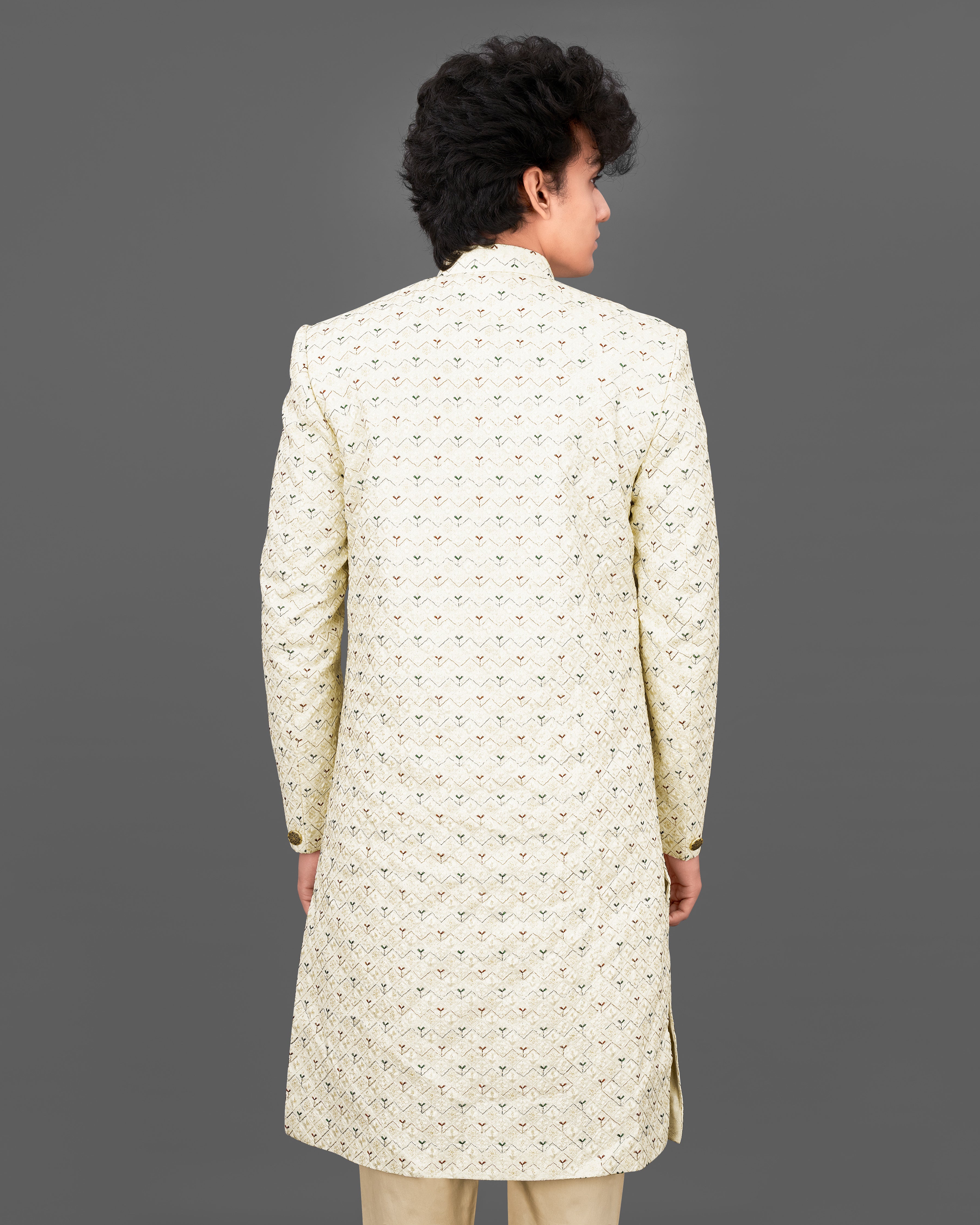 Fantasy Cream Embroidered Sherwani with Kurta and Pants Set SHR029-SRW30-36, SHR029-SRW30-38, SHR029-SRW30-40, SHR029-SRW30-42, SHR029-SRW30-44, SHR029-SRW30-46, SHR029-SRW30-48, SHR029-SRW30-50, SHR029-SRW30-52, SHR029-SRW30-54, SHR029-SRW30-56, SHR029-SRW30-58, SHR029-SRW30-60