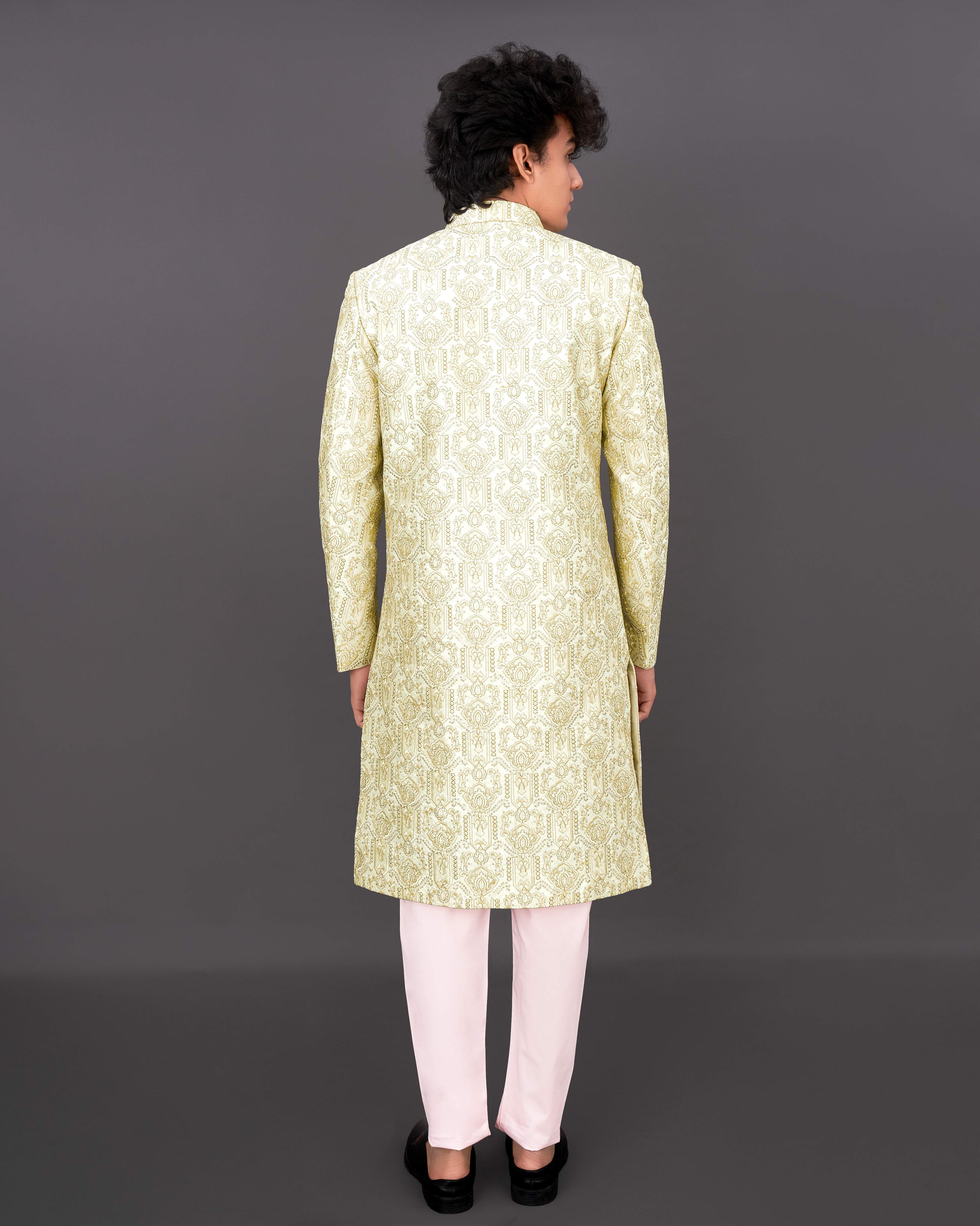 Eggshell Cream Heavyweight Embroidered Sherwani with Kurta and Pants Set SH035-BG-36, SH035-BG-38, SH035-BG-40, SH035-BG-42, SH035-BG-44, SH035-BG-46, SH035-BG-48, SH035-BG-50, SH035-BG-52, SH035-BG-54, SH035-BG-56, SH035-BG-58, SH035-BG-60