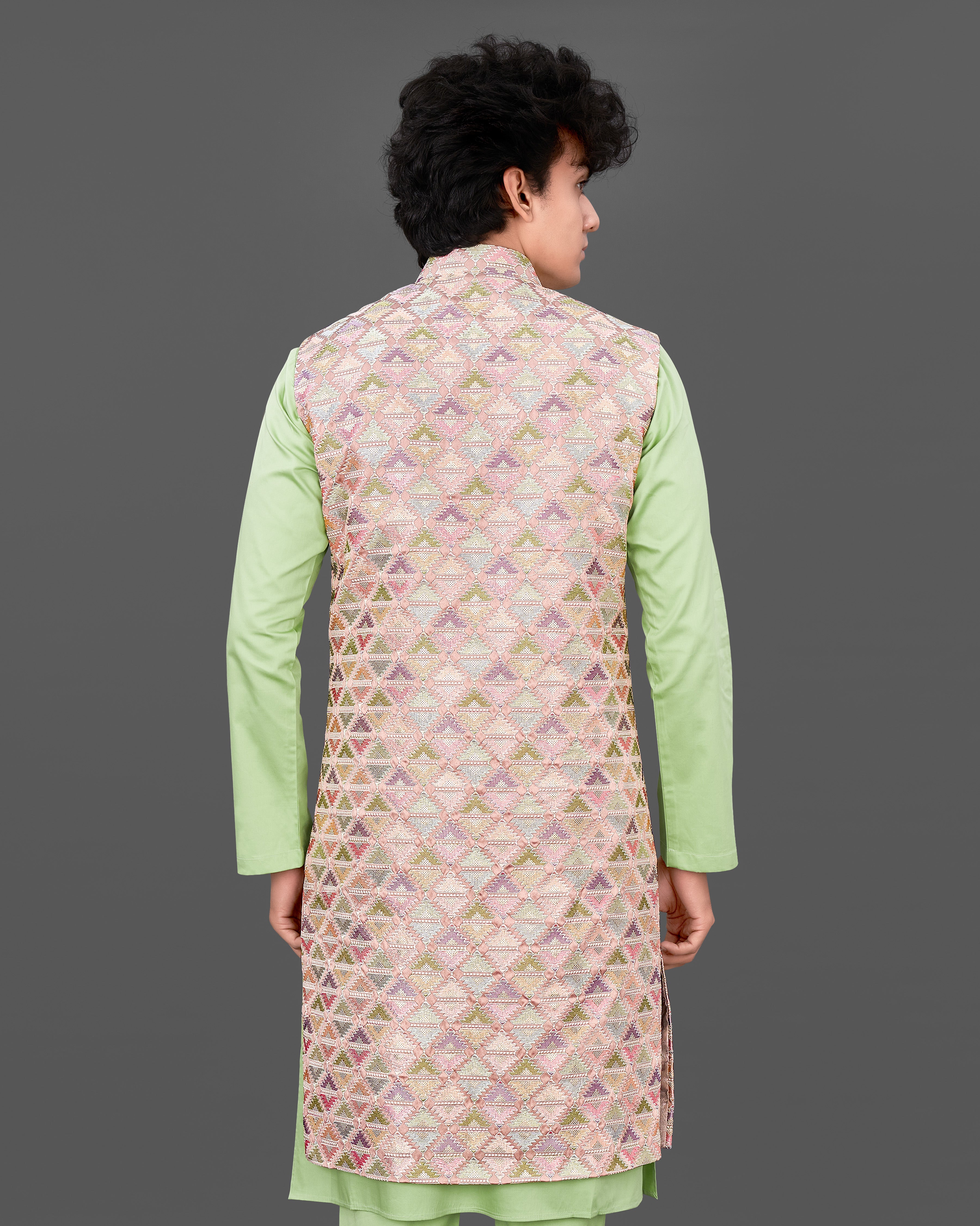 Vanilla Pink with Pixie Green Embroidered Sleeveless Indo-Western with Kurta and Pants Set SHR037-SRW20-36, SHR037-SRW20-38, SHR037-SRW20-40, SHR037-SRW20-42, SHR037-SRW20-44, SHR037-SRW20-46, SHR037-SRW20-48, SHR037-SRW20-50, SHR037-SRW20-52, SHR037-SRW20-54, SHR037-SRW20-56, SHR037-SRW20-58, SHR037-SRW20-60